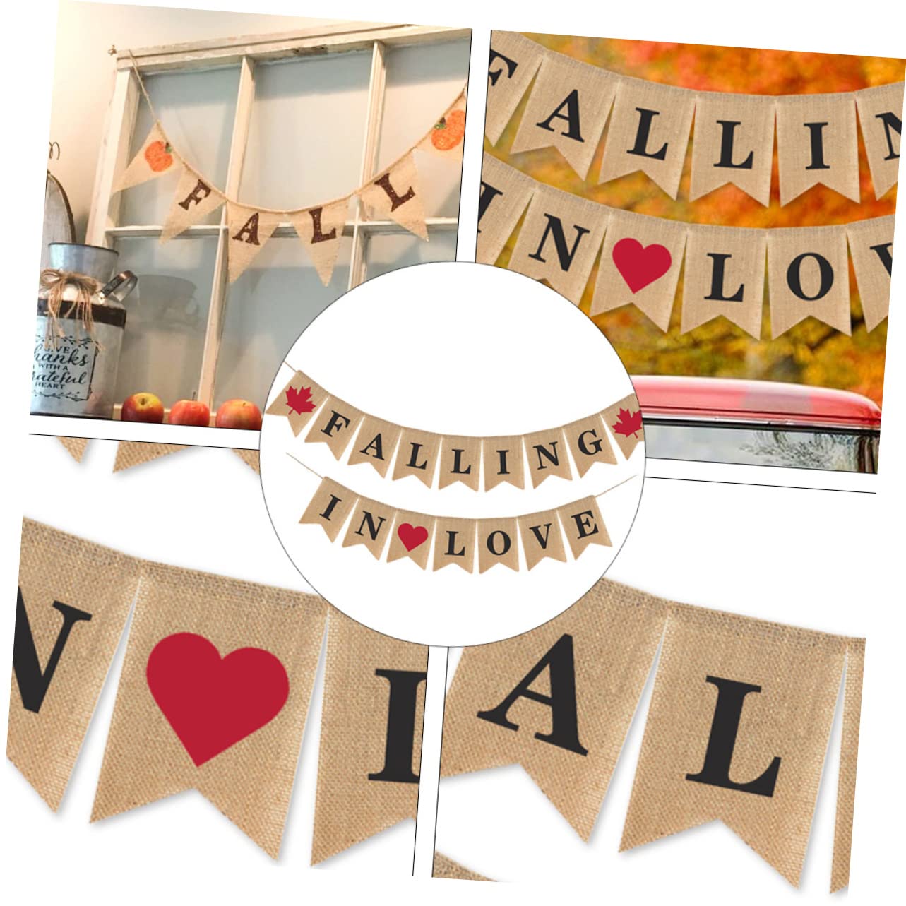 PRETYZOOM 3stücke Hochzeitsbanner Aus Leinenstoff Herbst Dekoration Für Hochzeiten Falling in Love Fotorequisiten Khaki Für Romantische Feiern Und Zuhause