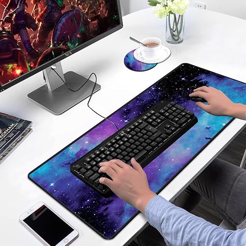 Miniatura 6 de Alfombrilla de mouse para juegos con juego de posavasos, diseño de bordes cosidos, alfombrilla de mouse grande XXL para computadoras portátiles,