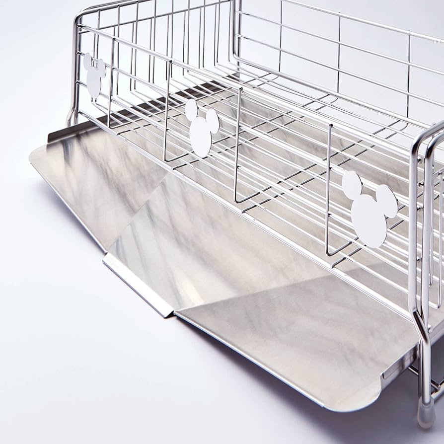 【中古】ベルメゾン ディズニー 水切りラック ブラウン ワイド ミッキーモチーフ シンク奥に渡せる伸縮水切りラック「ミッキーモチーフ