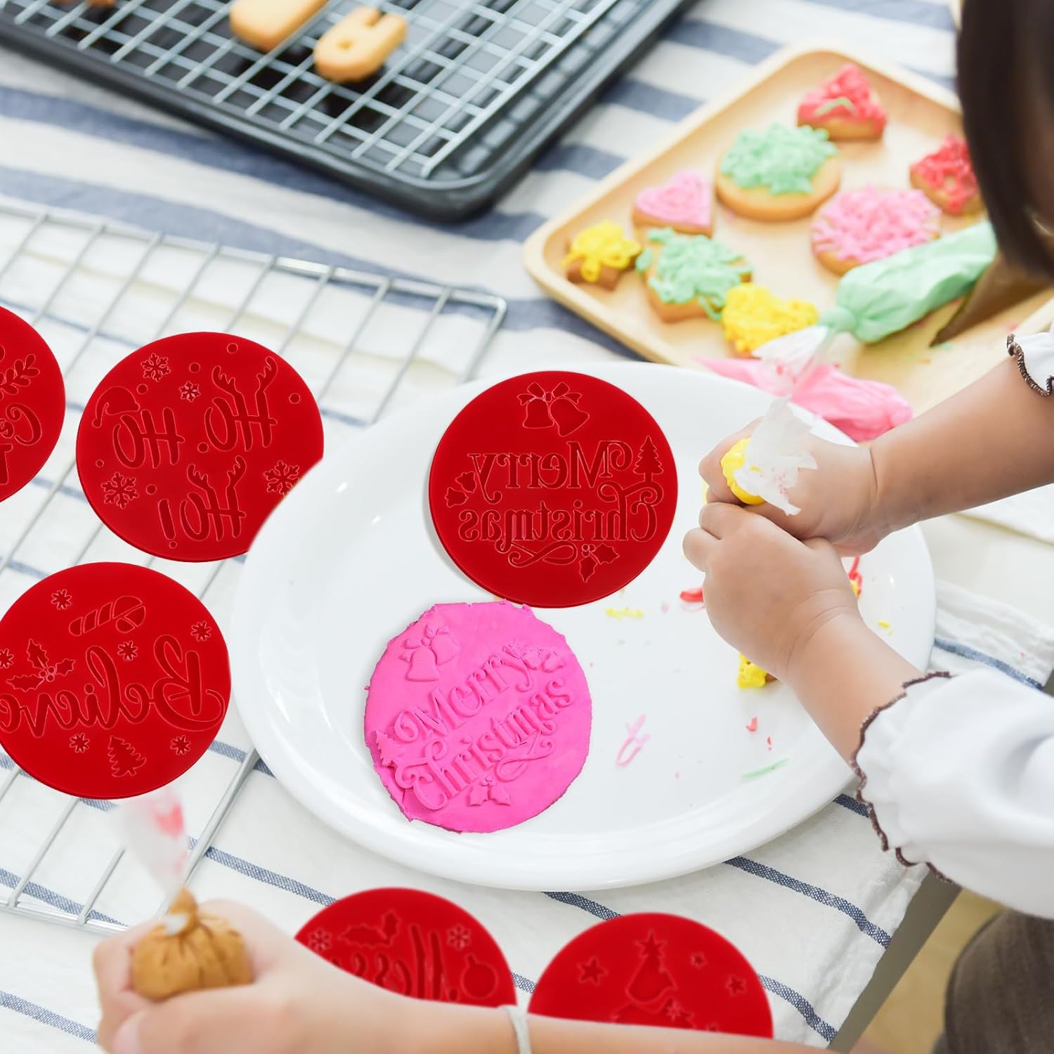 Zubebe 6 Pcs Christmas Cookie Cutters 3D Cookie Cutter Mini Cake Mold Fondant Stamp Cake Embosser Tool for Party Supplies Kitchen DIY Baking Tools - Image 7