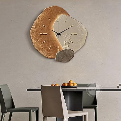 Miniatura 3 de Creative Silent Wall Clock, Nordic Style Crystalline Porcelain Living Room Clocks Wall Battery Power, Living Room, Kitchen(Brown,Medium)