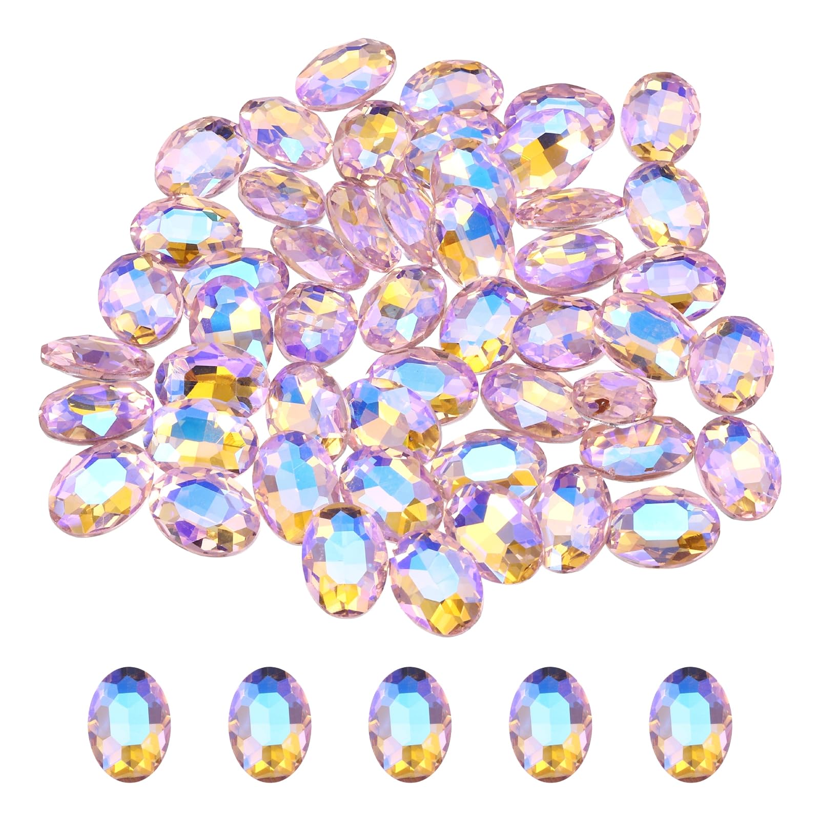 Strass ovales pour fabrication de bijoux et loisirs créatifs rose brillant 13x18mm