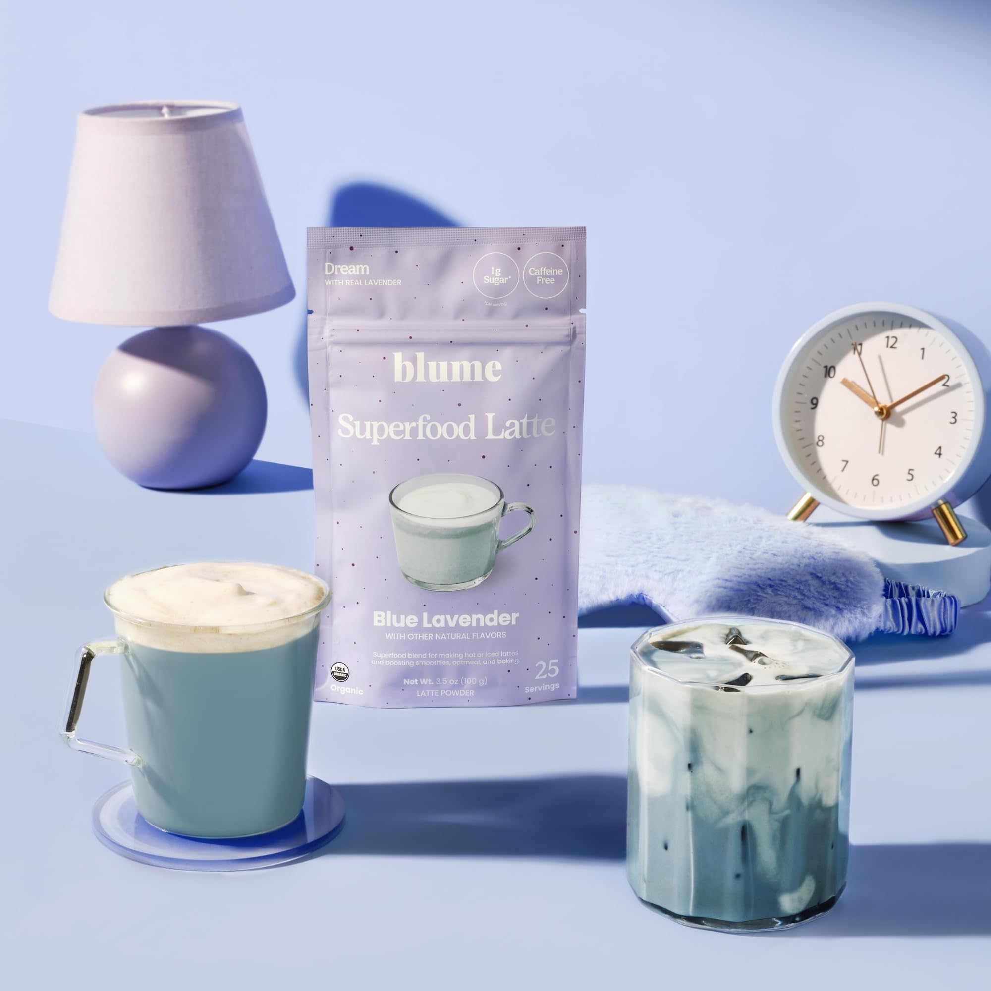 Blume Blue Lavender Superfood Latte - Caffeine Free, 1g Sugar, 25 Servings — Amazon image 7