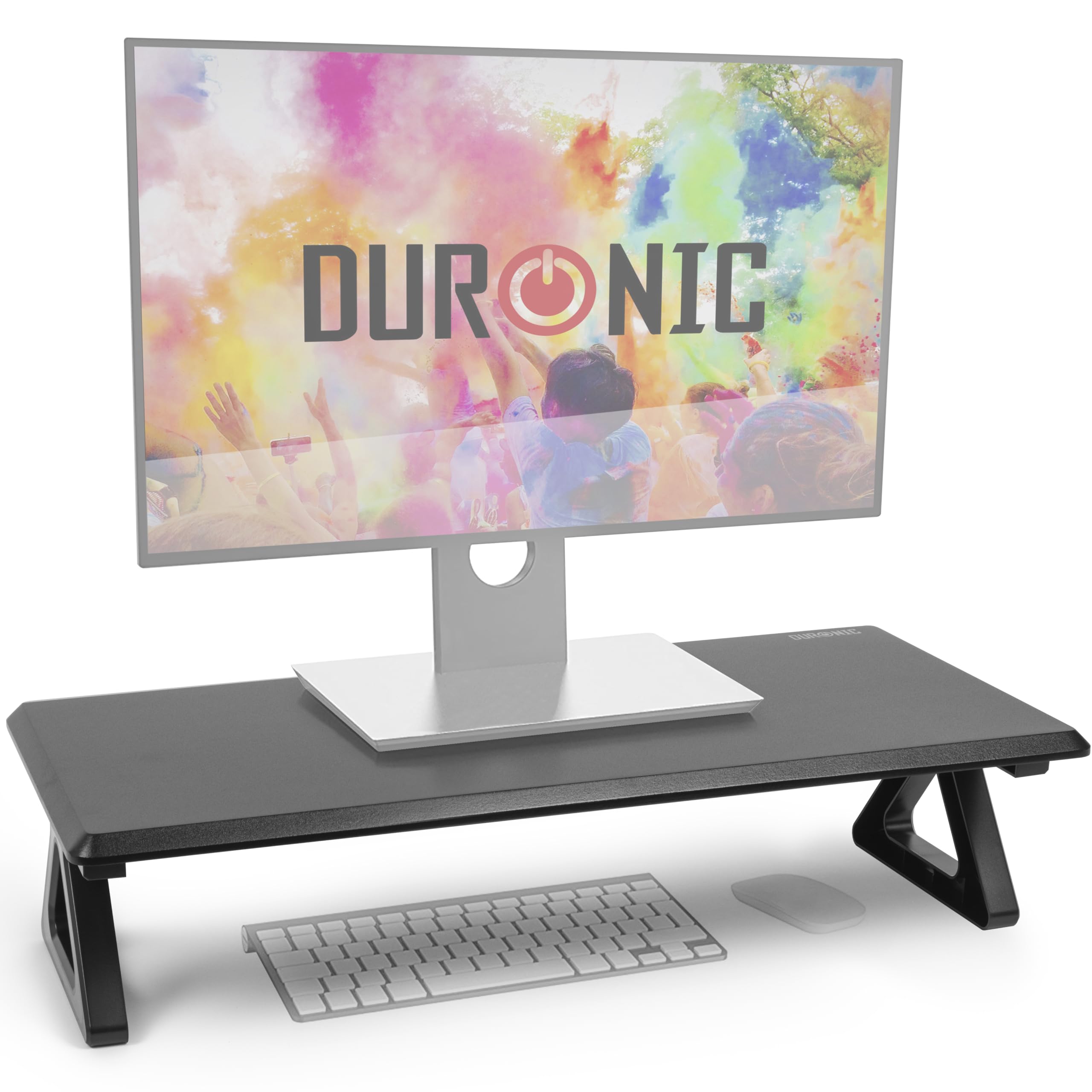Duronic Monitor Stand Riser DM06-1 | Laptop and Screen Stand for Desktop | Black MDF | Support for a TV Screen or PC Computer Monitor | Ergonomic Office Desk Shelf | 10kg Capacity | 63cm x 30cm