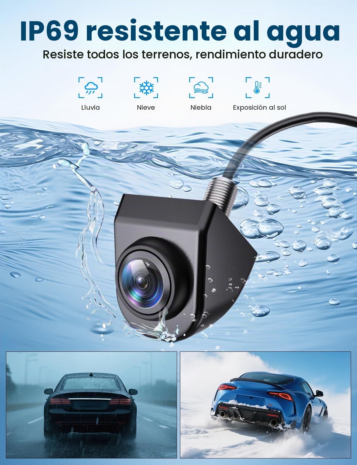 AUTO-VOX Cámara de Visión Trasera: Cambio de un Toque Entre Seis Sistemas, Gran Angular de 180°, Sin Efecto Ojo de Pez, Certificación OEM, Image 1080P, Impermeable IP69K Para Sedanes, SUV y Camionetas