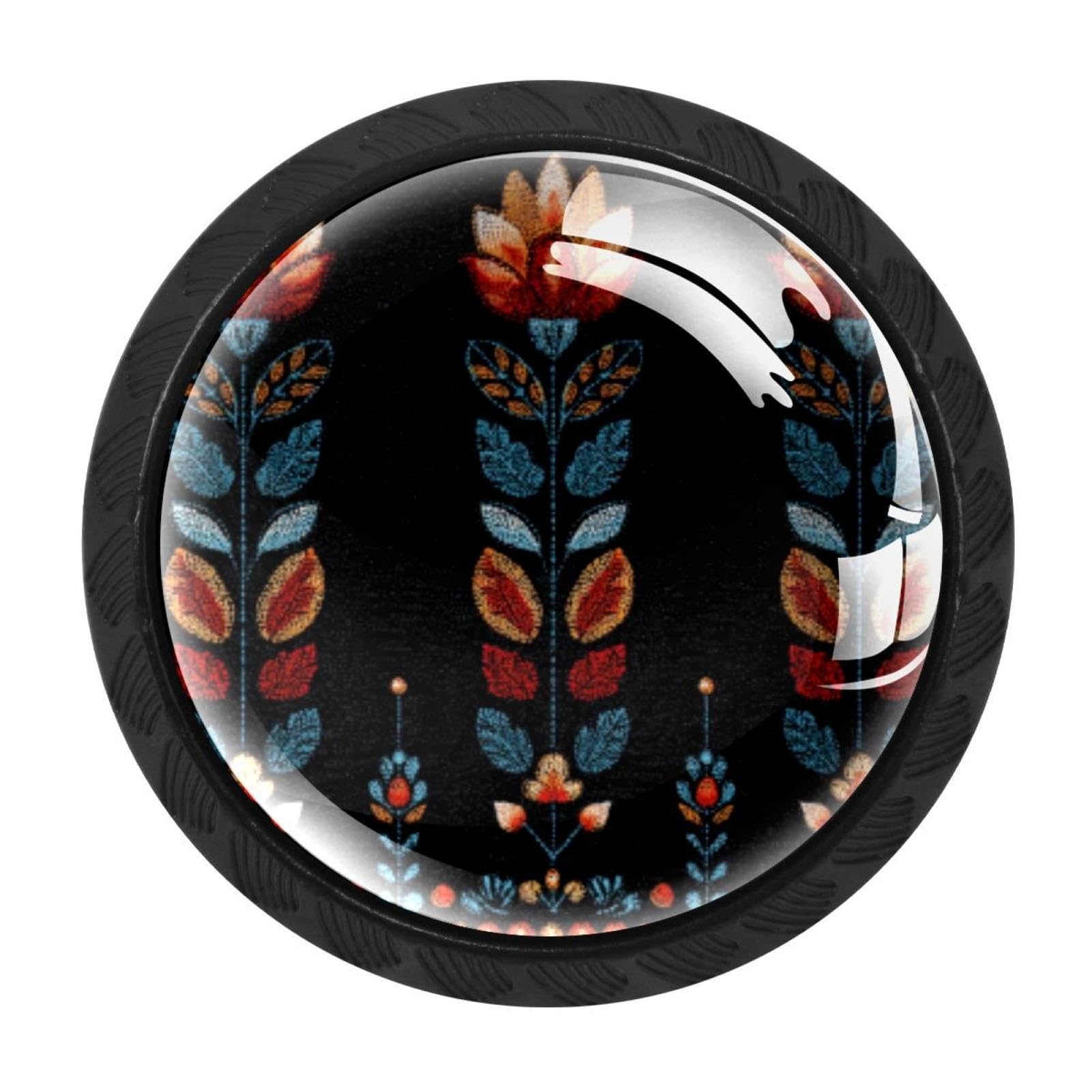CHENZZZZ 4 Pack Cabinet Pulls Motifs African Boho Paisley Floral (28) Kitchen Drawer Pulls Cabinet Handles