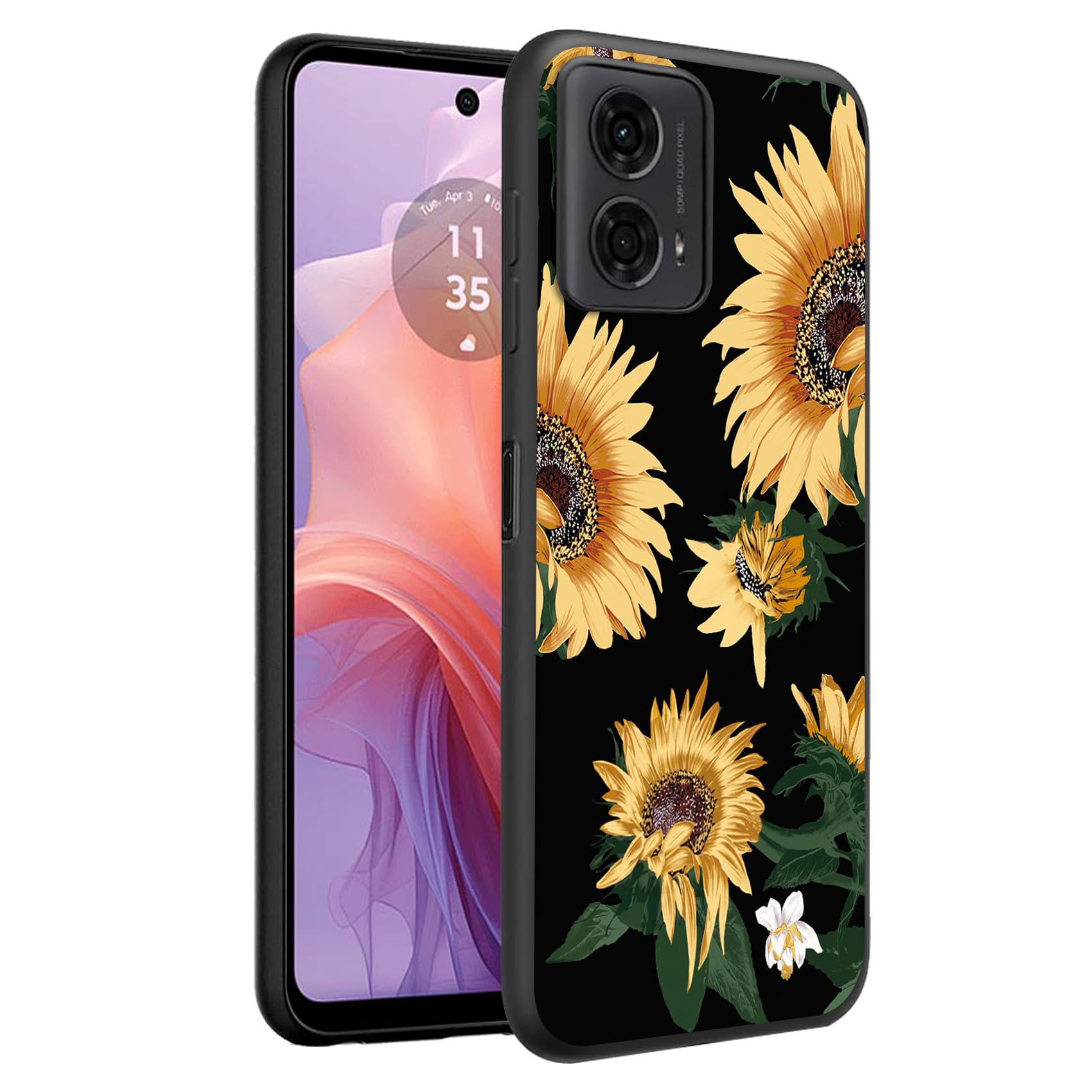 Starhemei for Moto E14 5G Case, Soft TPU for Girls Women Slim Flexibility Protective Cover Protector Phone Case for Motorola Moto E14 5G (Sunflower)