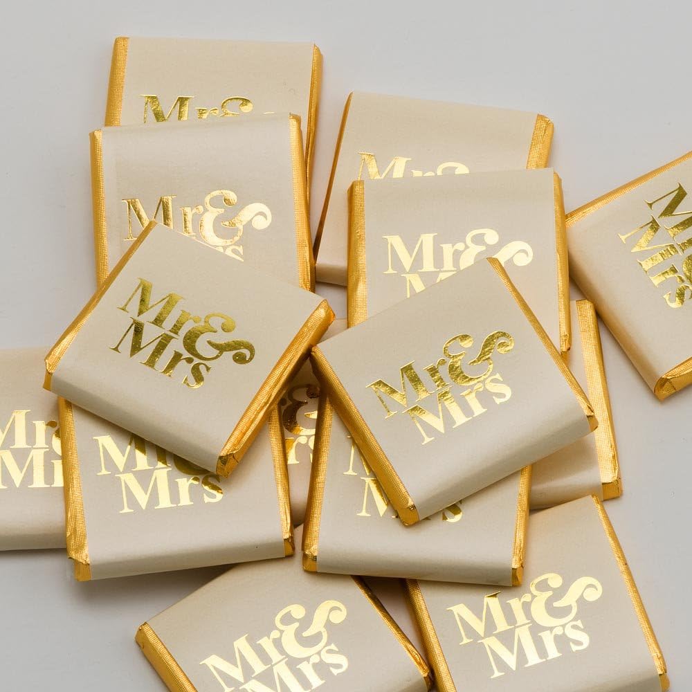 Gold Mr & Mrs Wedding Chocolate Neapolitans (100 Chocolates)