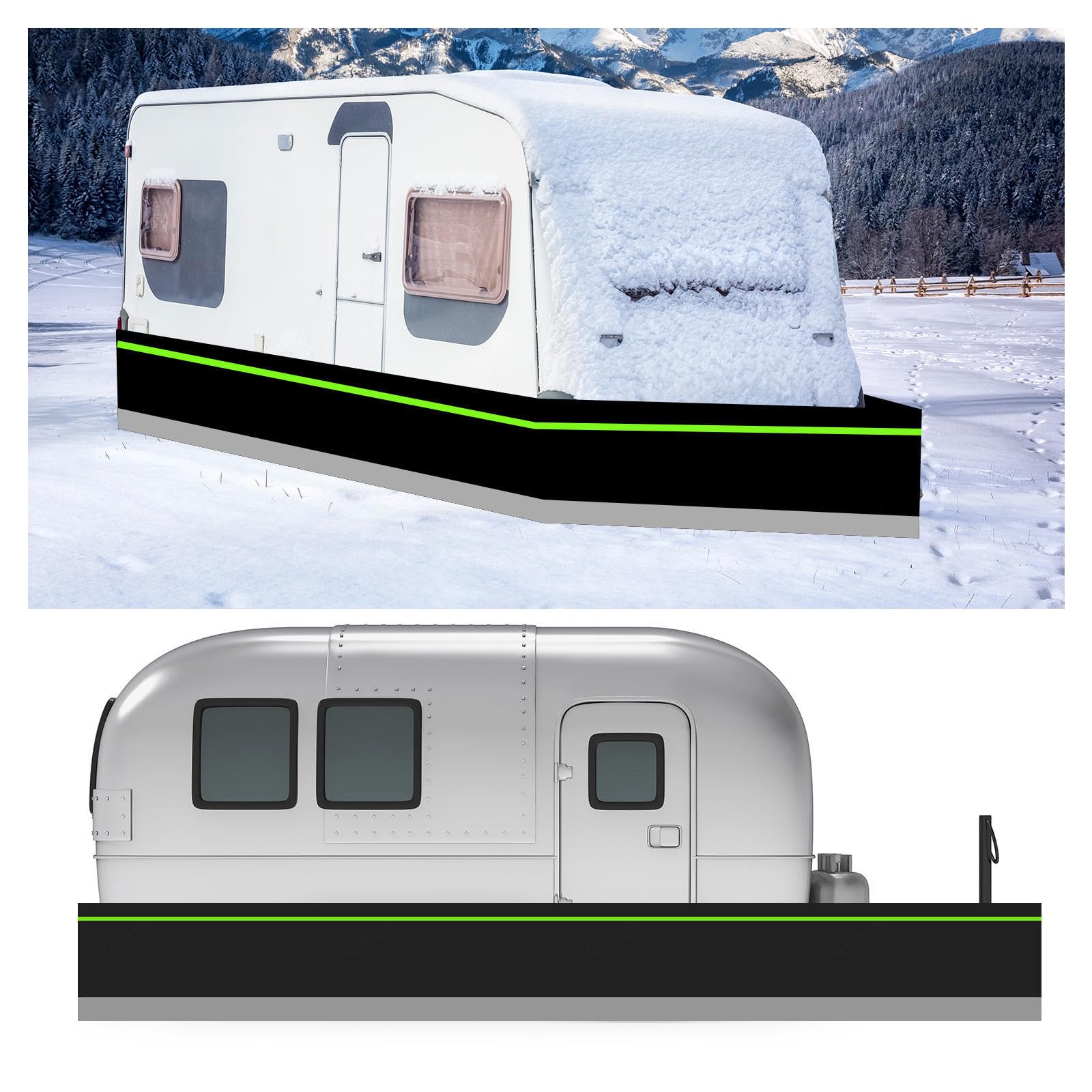 Faldón para caravana sin necesidad de taladrar, 80 cm de Alto, práctico para almacenamiento y organización en Invierno, 38 m