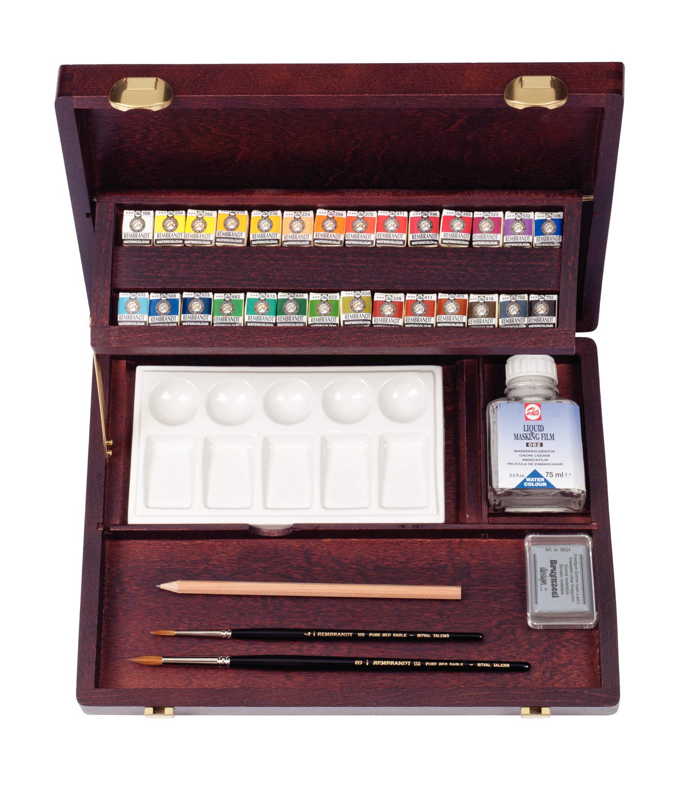 Talens REMBRANDT Aquarellfarbe Holzkasten Professional mit 28 Näpfchen