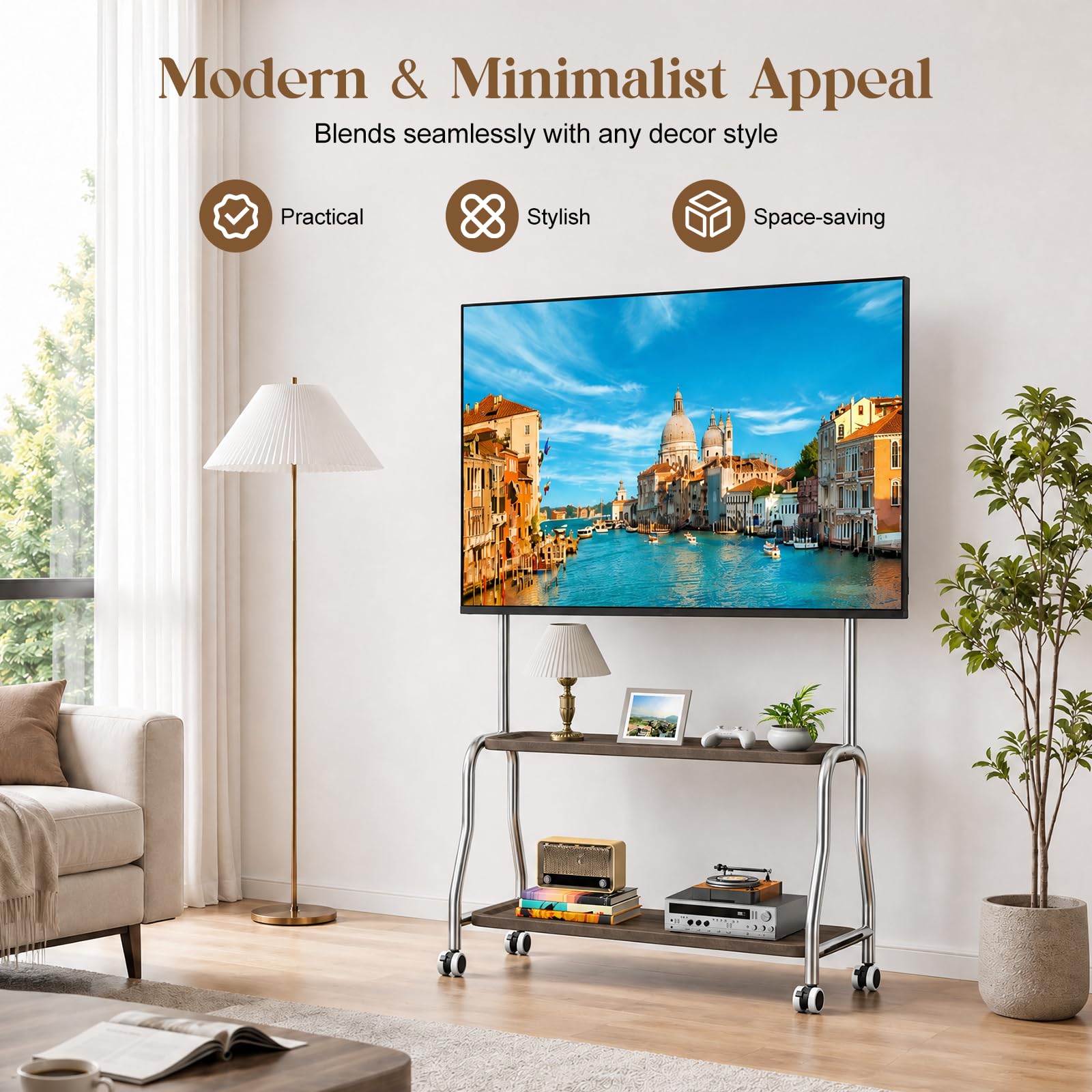 Carrello TV mobile 32‑75" per TV piatte e curve