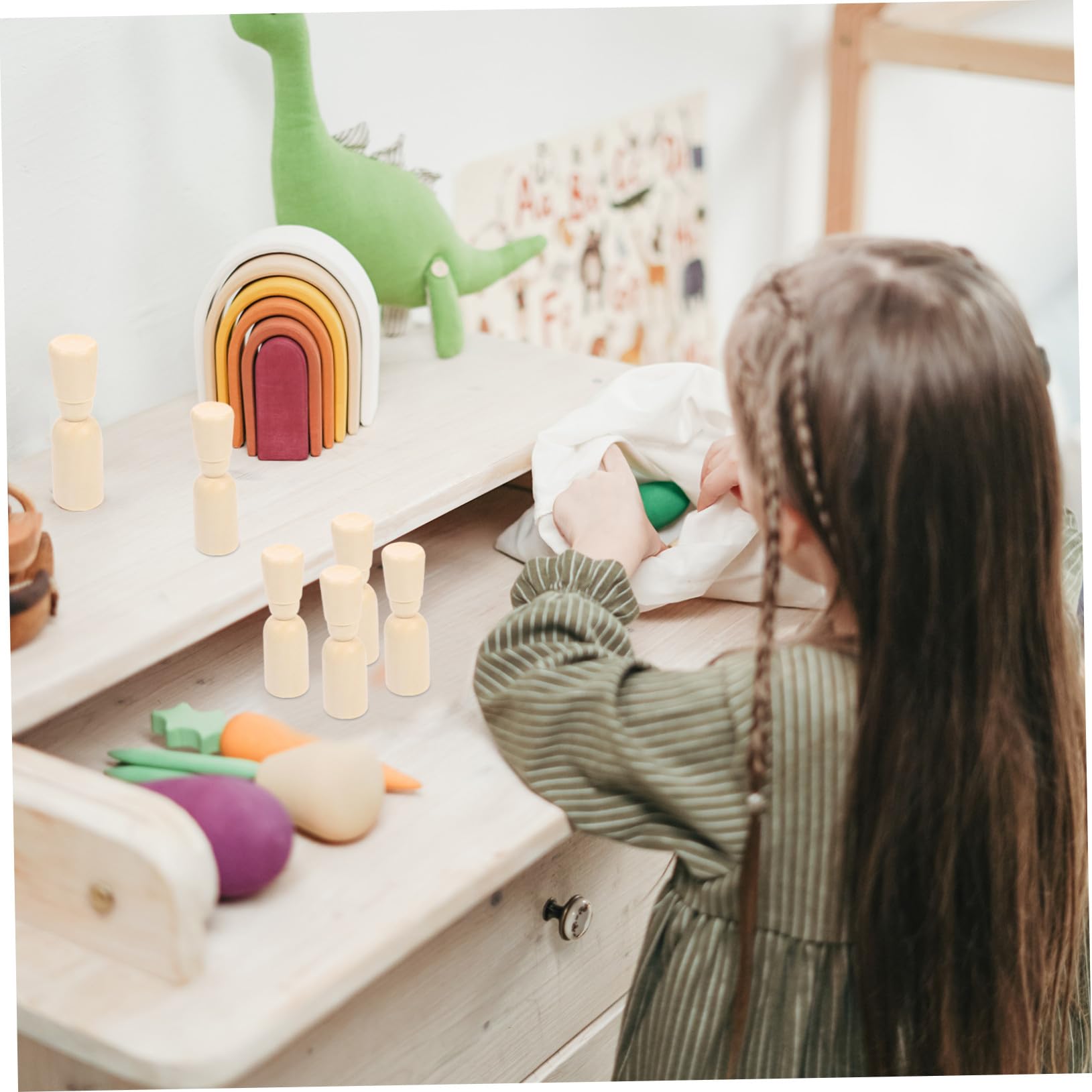 Muñecas de Madera sin Terminar con Clavijas para Pintar 20 Piezas Niños Multicolor DIY Manualidades Arte Creativo Hogar Niños y Niñas Uso Escolar