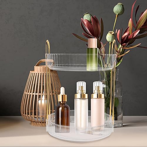 Miniatura 5 de Rotating Skincare Organizer with Adjustable Multilayer Shelves Clear Makeup Storage Holder for Bathroom Countertop Vanity Lipstick and Lotion Display