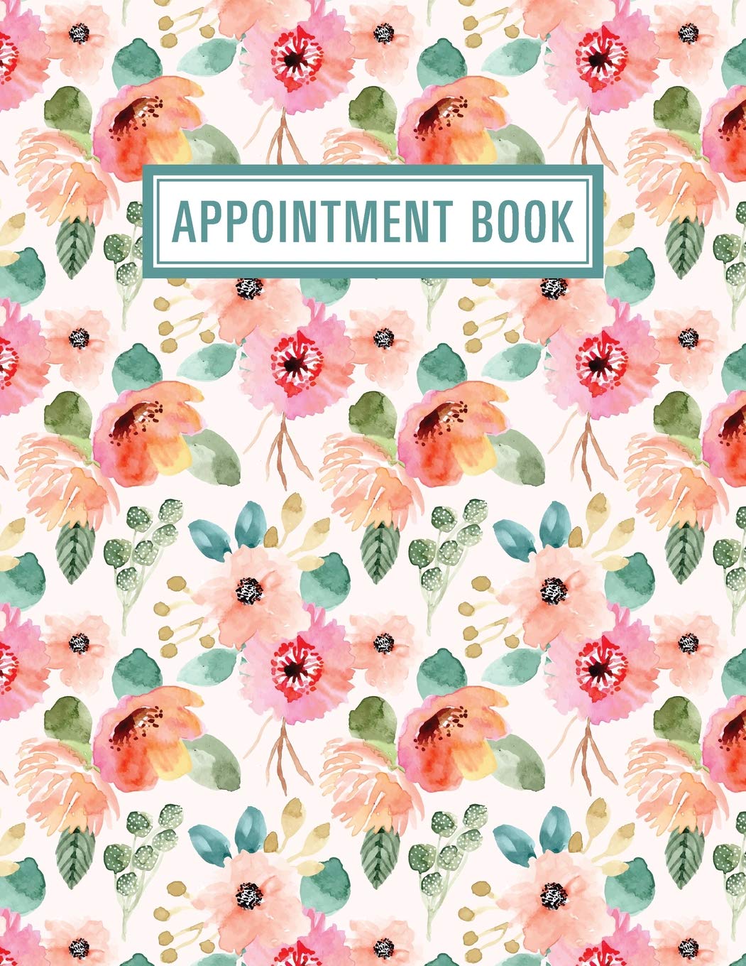 Appointment Book: 15 Minute Increments | Appointment Planner | Daily Hourly Schedule | + BONUS Client Information Pages | Peach Mint Floral