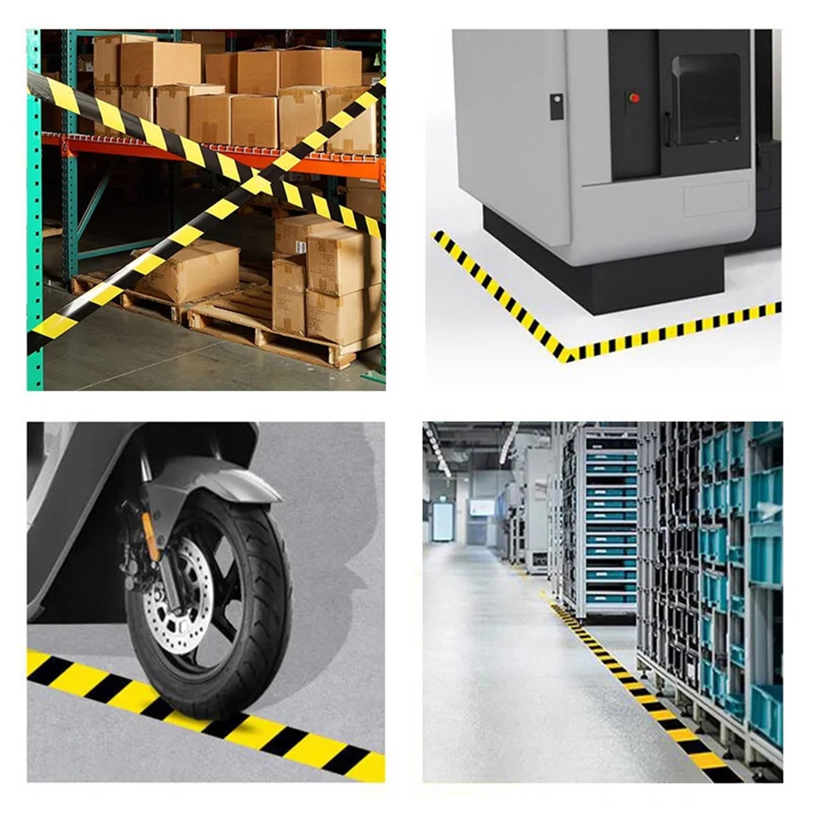 Cinta de señalización para suelos, Amarillo negro 5-100m m de la cinta advertencia peligro marca del piso polietileno(100mm)