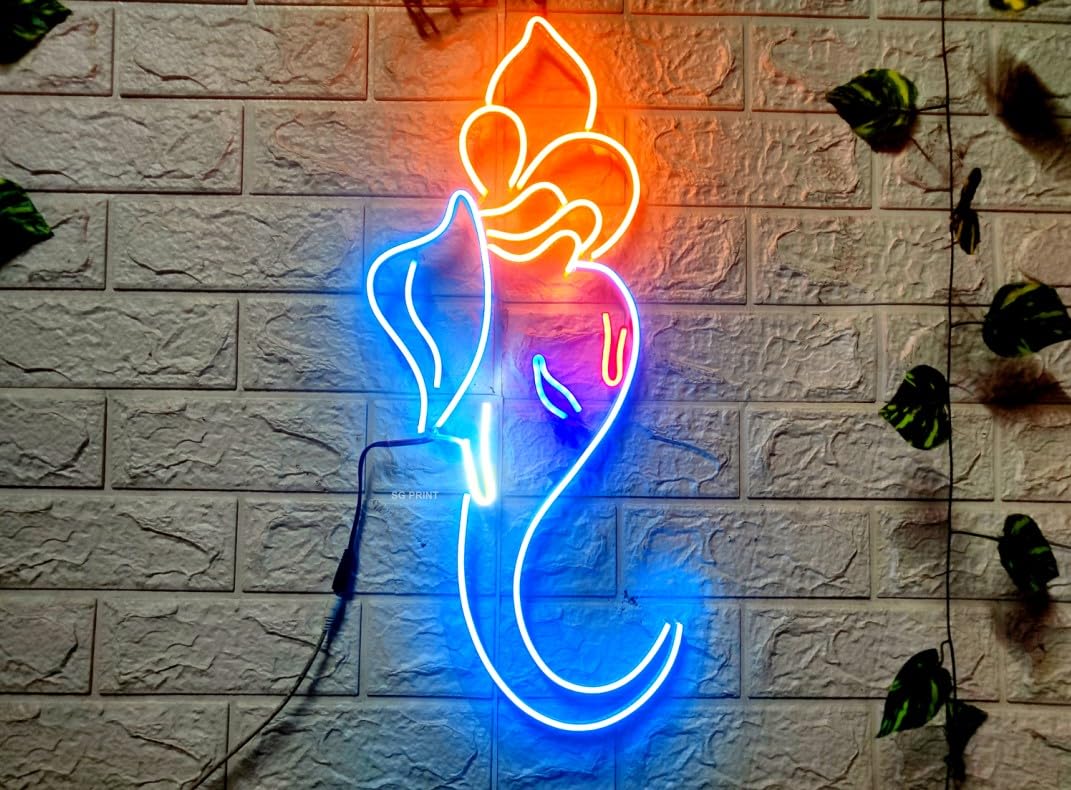 SG PRINT Ganesh Ji Neon Sign | Ganesh Ji Neon Light For Mandir | Ganesh Ji Wall Art | Neon Sign | Ganesh Ji Neon Lights | Ganesh Ji Mandir Decor-image-28