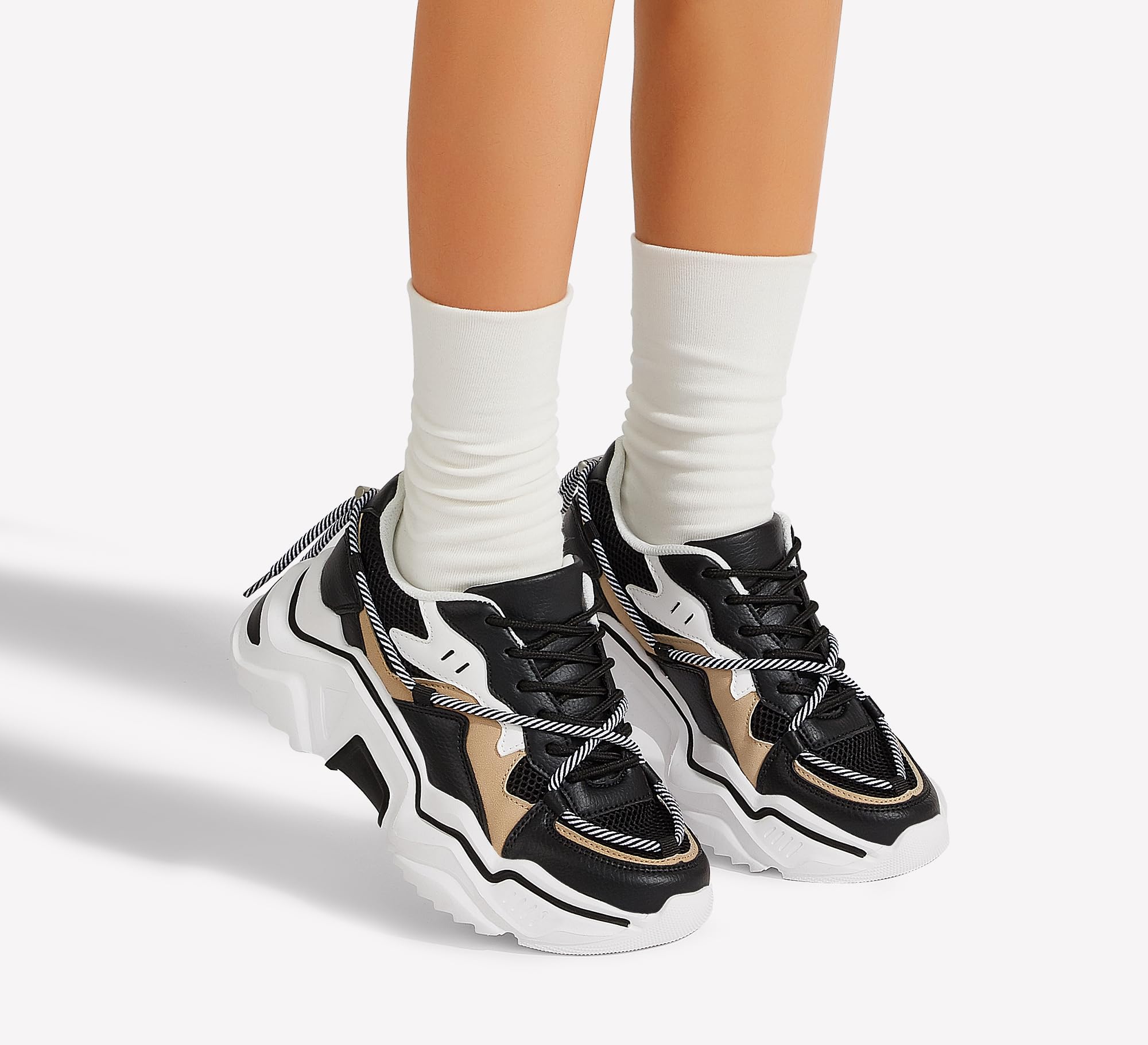 LUCKY STEP Damen Plateau Sneaker Bunte Retro Chunky Dad Schuhe Modische Farbblock Turnschuhe für Alltag & Spaziergänge