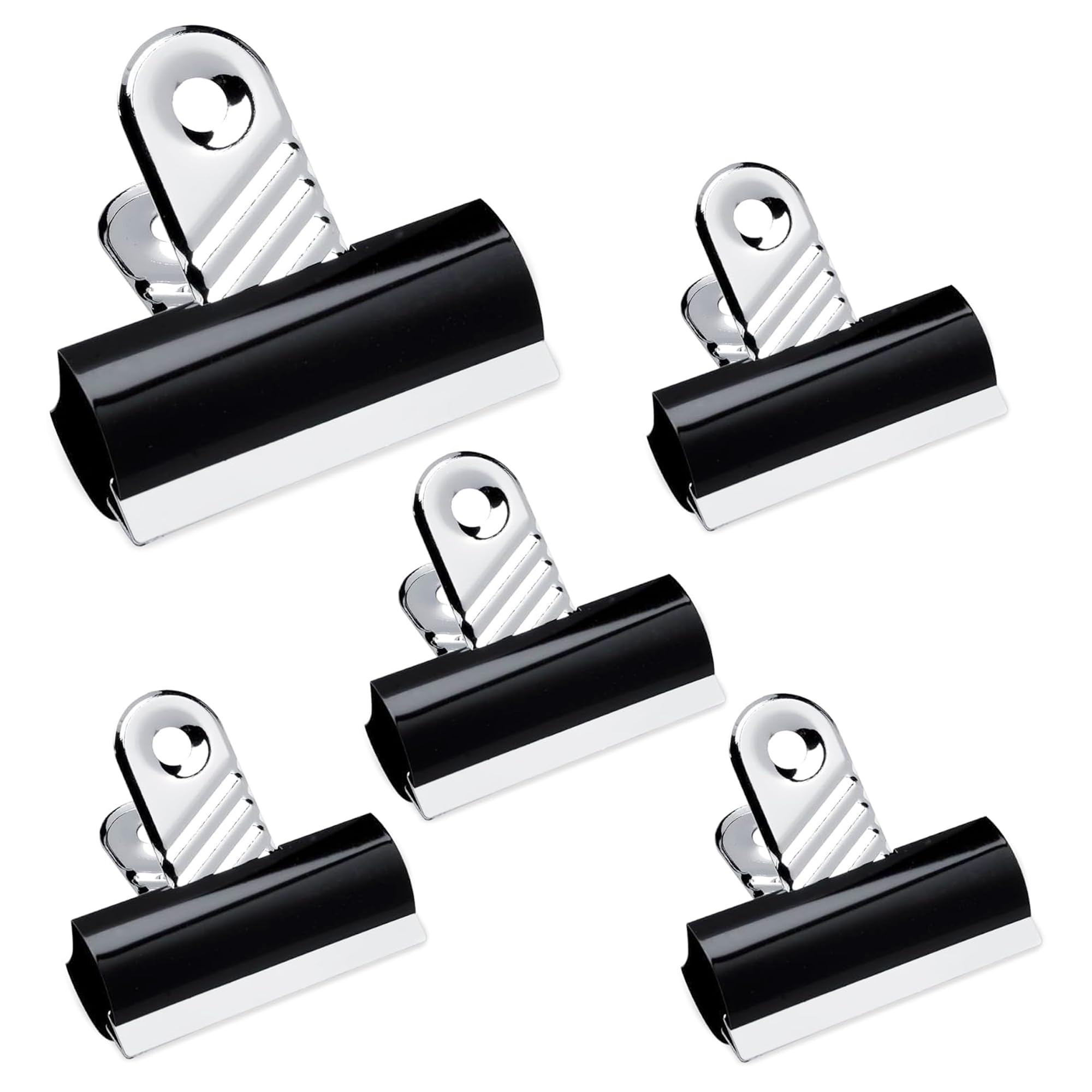 AIBULO Jumbo Bulldog Clips 70mm – Pack of 5 Heavy Duty Binder Clips with Magnetic Back, Large Black Clips for Documents, Office Supplies, Holds 195 Sheets, Rust-Resistant Paper Clips