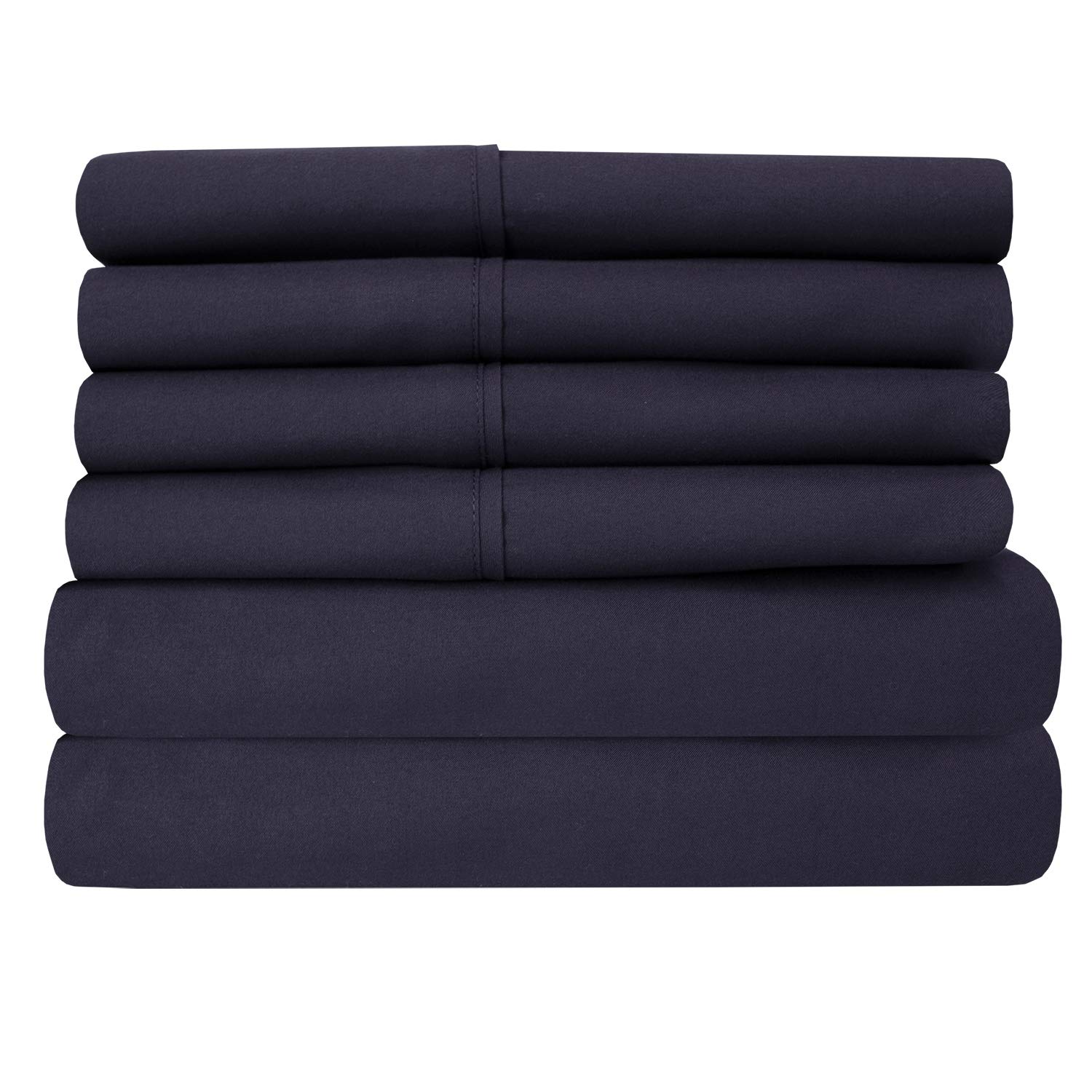 Sweet Home CollectionQueen 6 Piece 1500 Supreme Collection Fine Brushed Microfiber Deep Pocket Sheet Set Bedding - 2 Extra Pillow Cases, Great Value, Navy