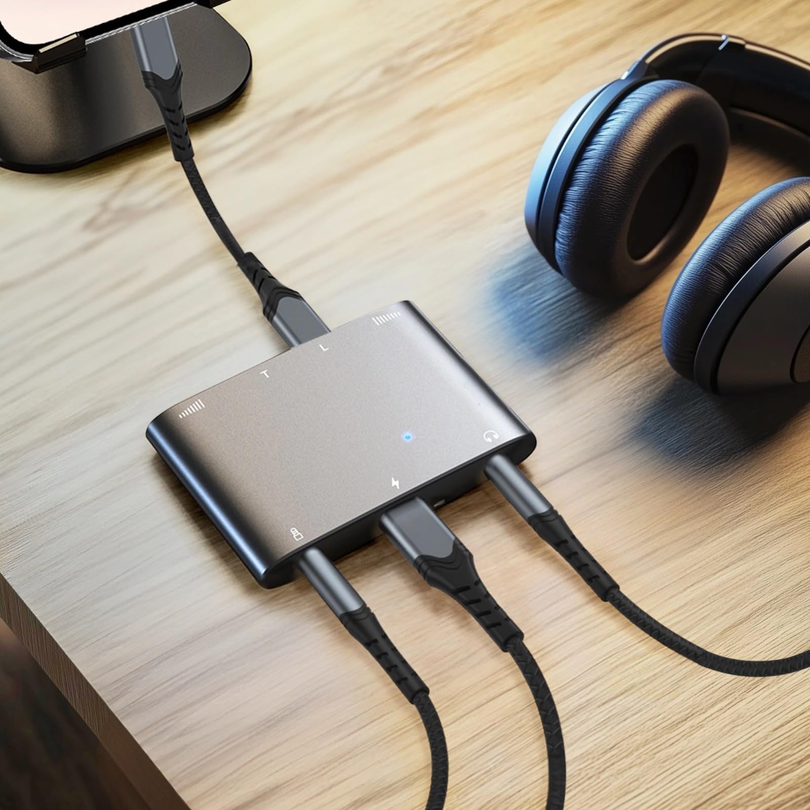 Adaptador de interfaz de audio de canto en vivo, tarjeta de sonido estéreo dual, aleación de aluminio, alta resolución de 32 bits/384 Khz, ideal para grabación en vivo
