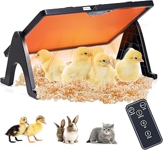Serinar New Smart coop Heater with Remote Control, Built-in Adaptive Temperature Sensor, Adjustable Temperature, brooder Heating Panels with Timer and Lighting, brooder Panels to Keep Poultry Warm