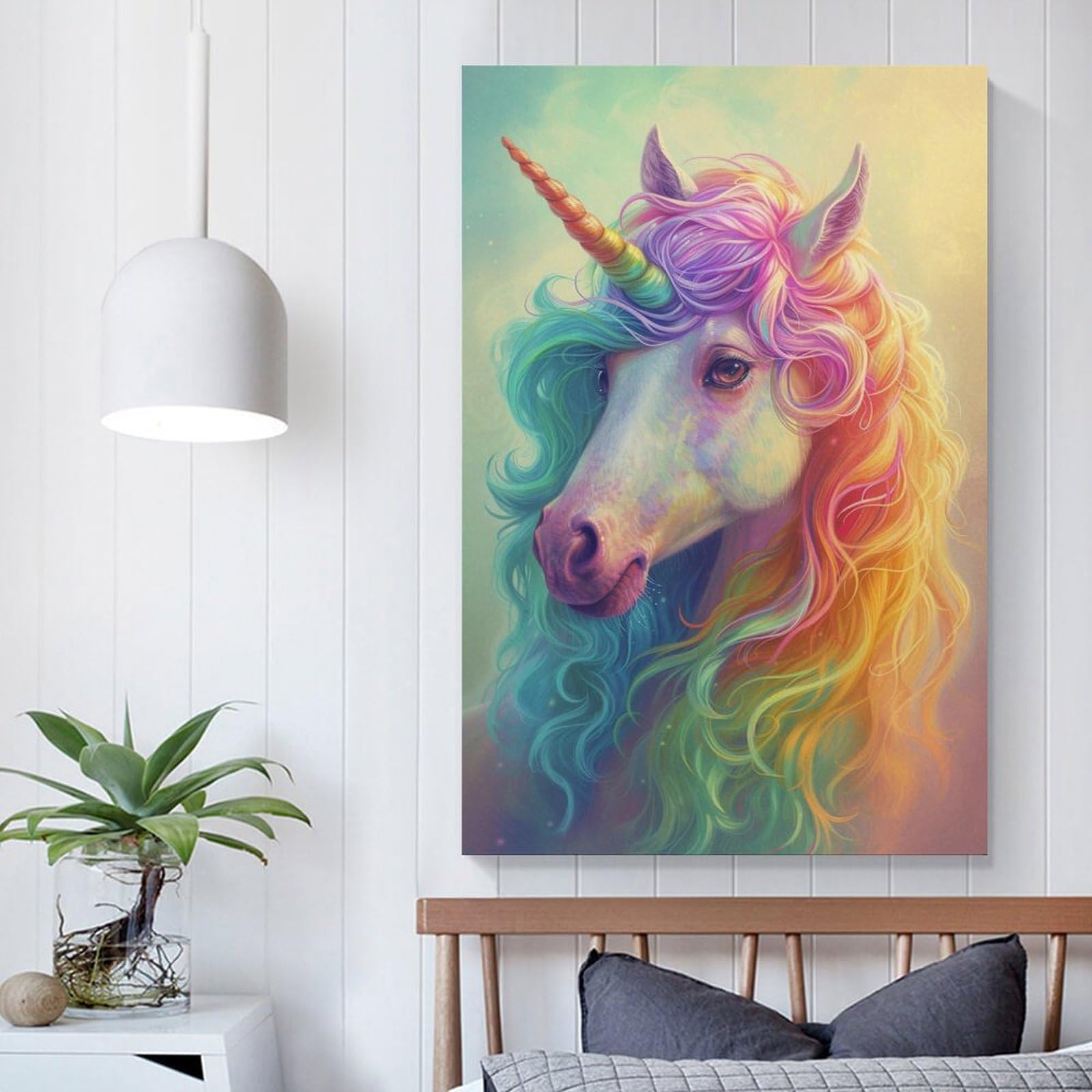 Amazon.co.jp: 絵画 カラフルなユニコーンインテリア 絵画 動物