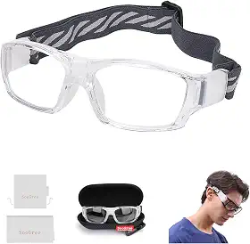 SooGree Óculos esportivos para adultos, óculos de corrida, basquete, futebol, absorção de choque, alça ajustável