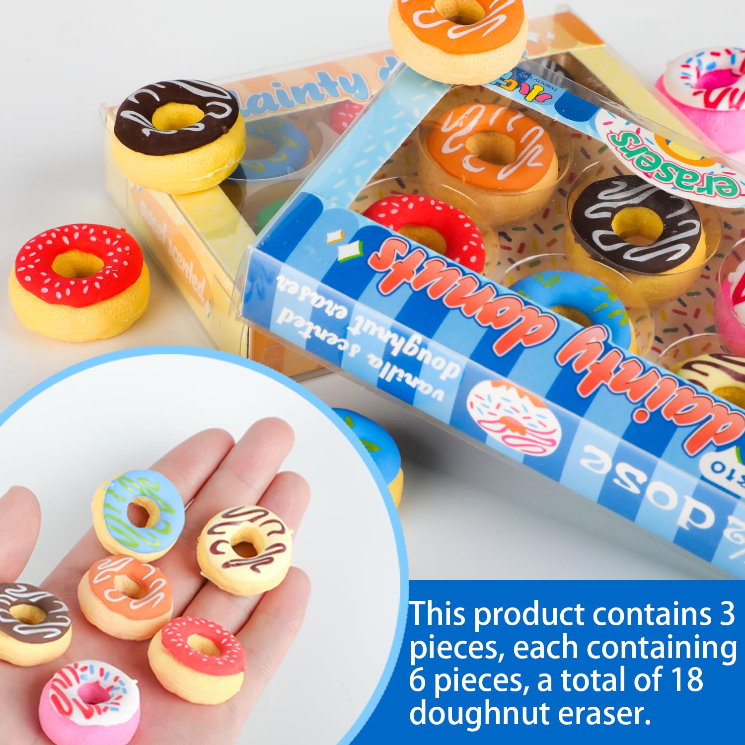 18 Donut Radiergummis Set - Lustige Bleistiftradierer Für Schulkinder