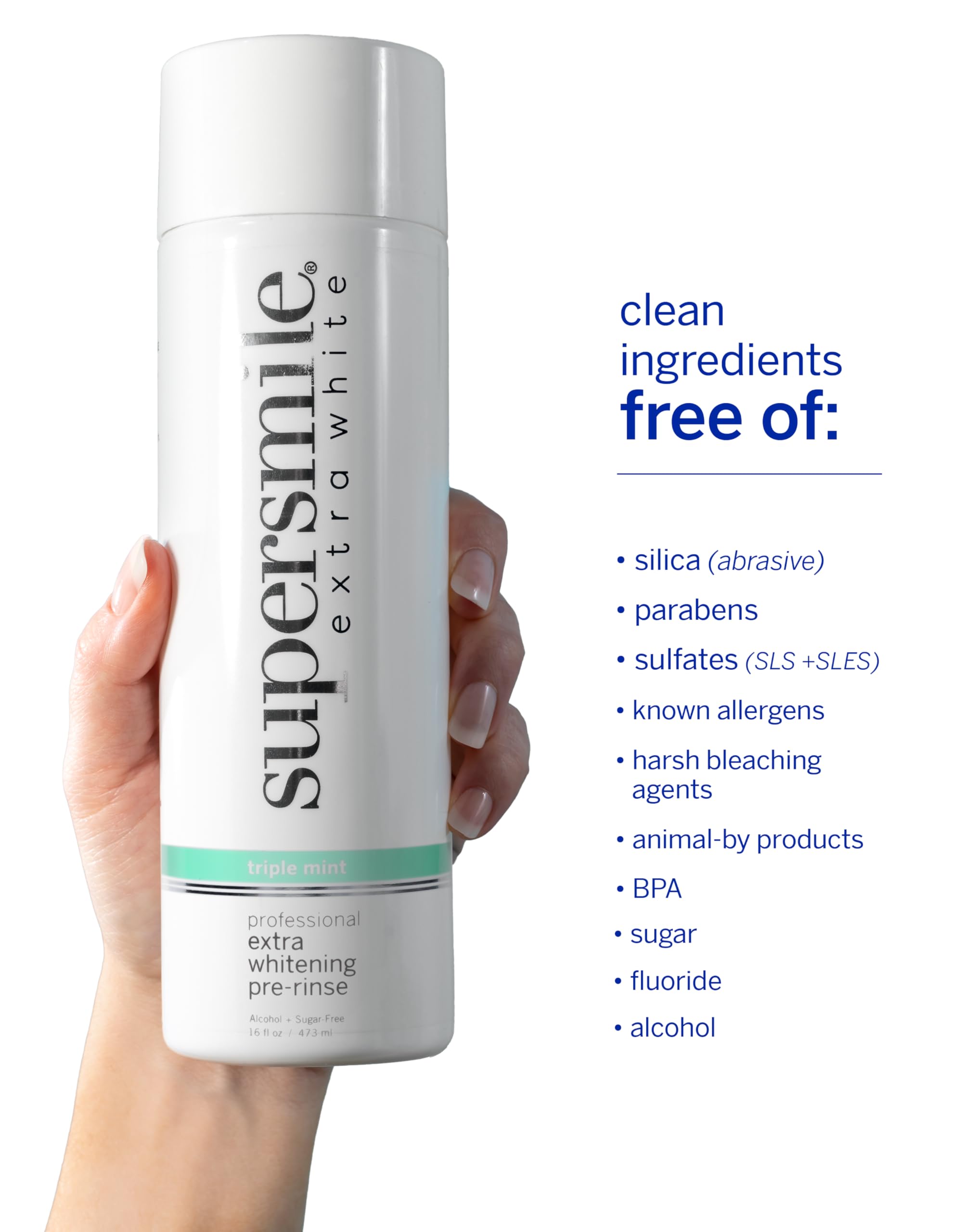 Supersmile Frosted Premium Self-Care Kit – Extra Whitening Pre-Rinse 16 Fl Oz, Professional Zina Water Flosser & Smile Book – Whitens Teeth in Hard-to-Reach Places & Supports Gum Health