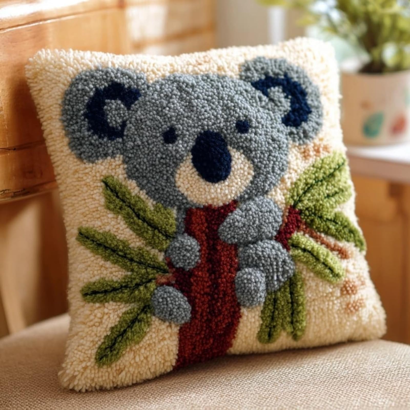 Wallustrioaw Animal Koala Latch Hook Pillow Cover Kits,