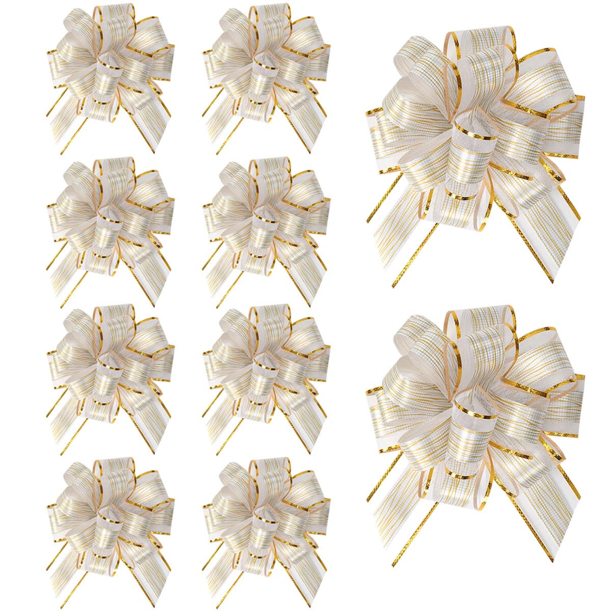 XXLKVSK 10Pcs Large Pull Bows 6.7 Inch Wrapping Pull Bow Ribbon for Gift Wrapping Baskets Wedding or Flower Decorations Birthday Gift Decorations