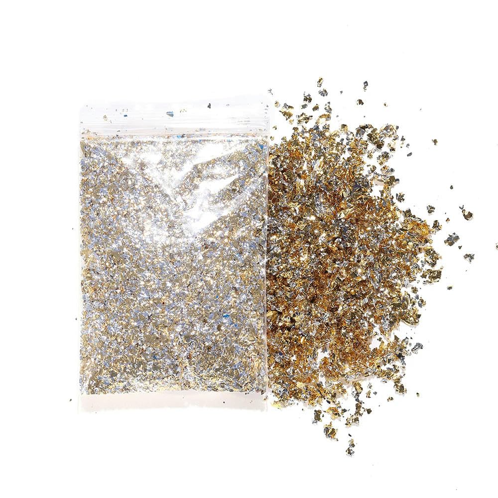 ROCKPOEM Gold Leaf Sheets - 2-10g Glitter Foil Flakes for DIY Crafts, Mould Decoration, Nail Art and Gold Foil Fillers