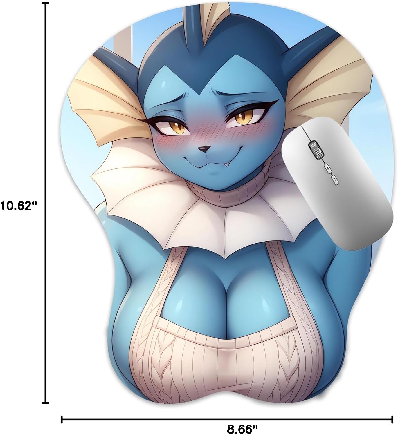 Oppai Mouse pad with Wrist Support, Ergonomic 3D Mousepad Rest, Gel Anime Manga Kawaii Wrist Pads, Pain Relief, and Easy Typing, Gaming, Notebook Computer Home Office (Vaporeo)