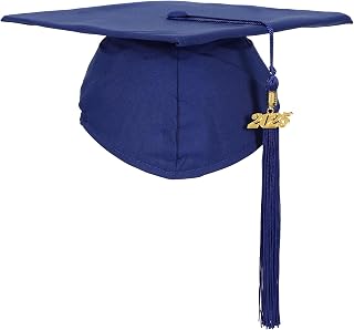 Unisex Matte Graduation Cap with Tassel Year Charm Graduation Hat for High School and Bachelor