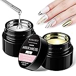 Makartt Chrome Gel Nail Polish Set: Metallic Gel Nail Polish, Silver and Gold 3D Metal Painting Gel for Nail Art Soak off UV/LED Glossy Mirror Effect Nail Glue Gel for Home Salon DIY Manicure2pcs