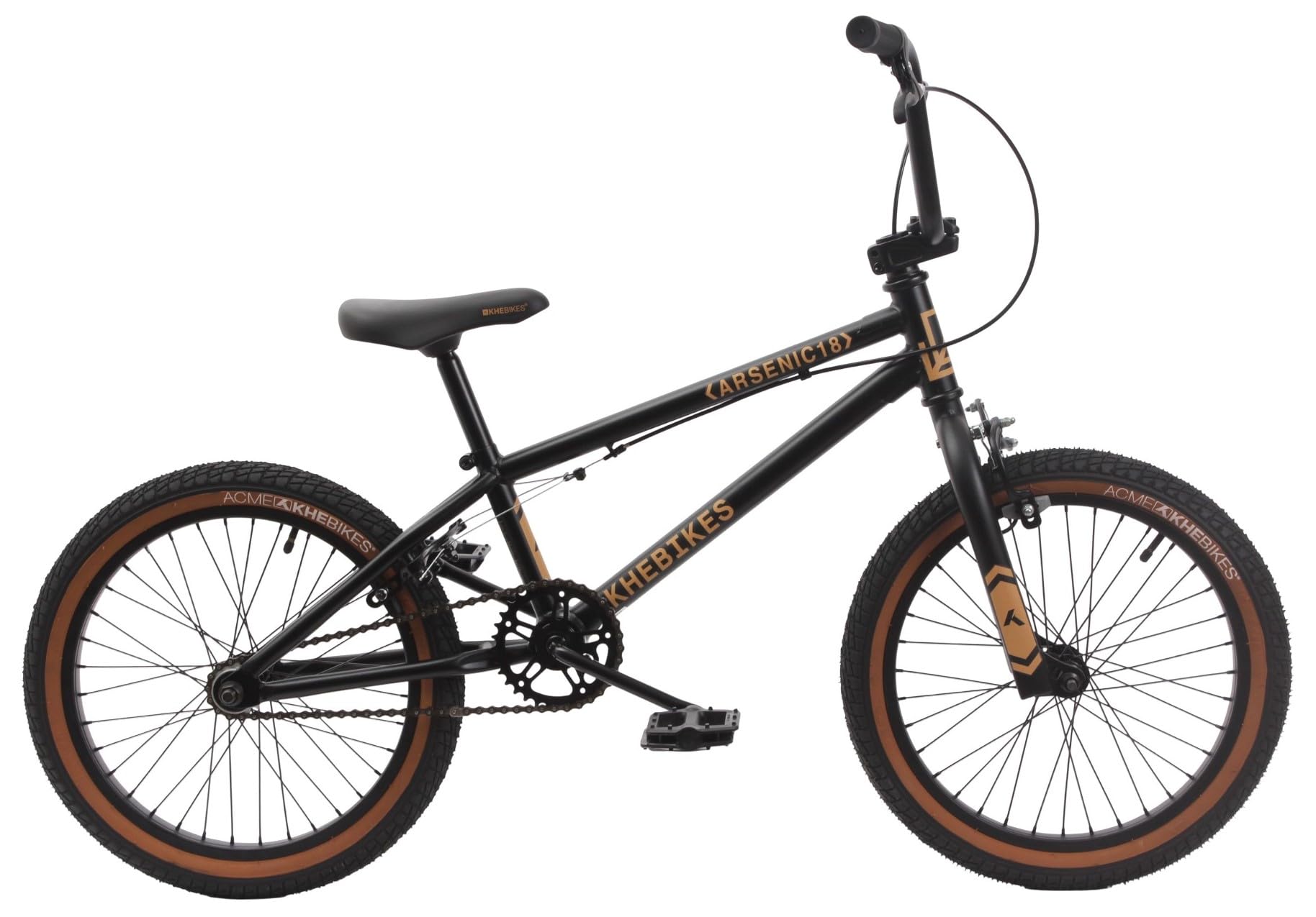 KHEbikes KHE Arsenic Vélo BMX 18" - Léger - 10,2 kg - BMX freestyle pour enfants et adolescents - Noir - 18" pour 125 à 145 cm - Modèle 2025