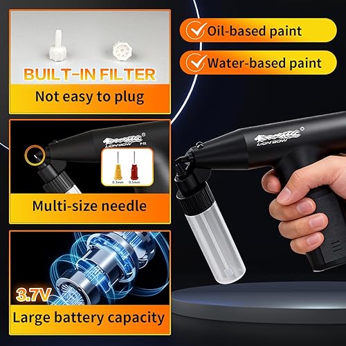 Miniatura 4 de Lionbow Pistola pulverizadora de pintura eléctrica, aerógrafo inalámbrico portátil de mano para pintar autos, gabinetes, reparación de pintura y