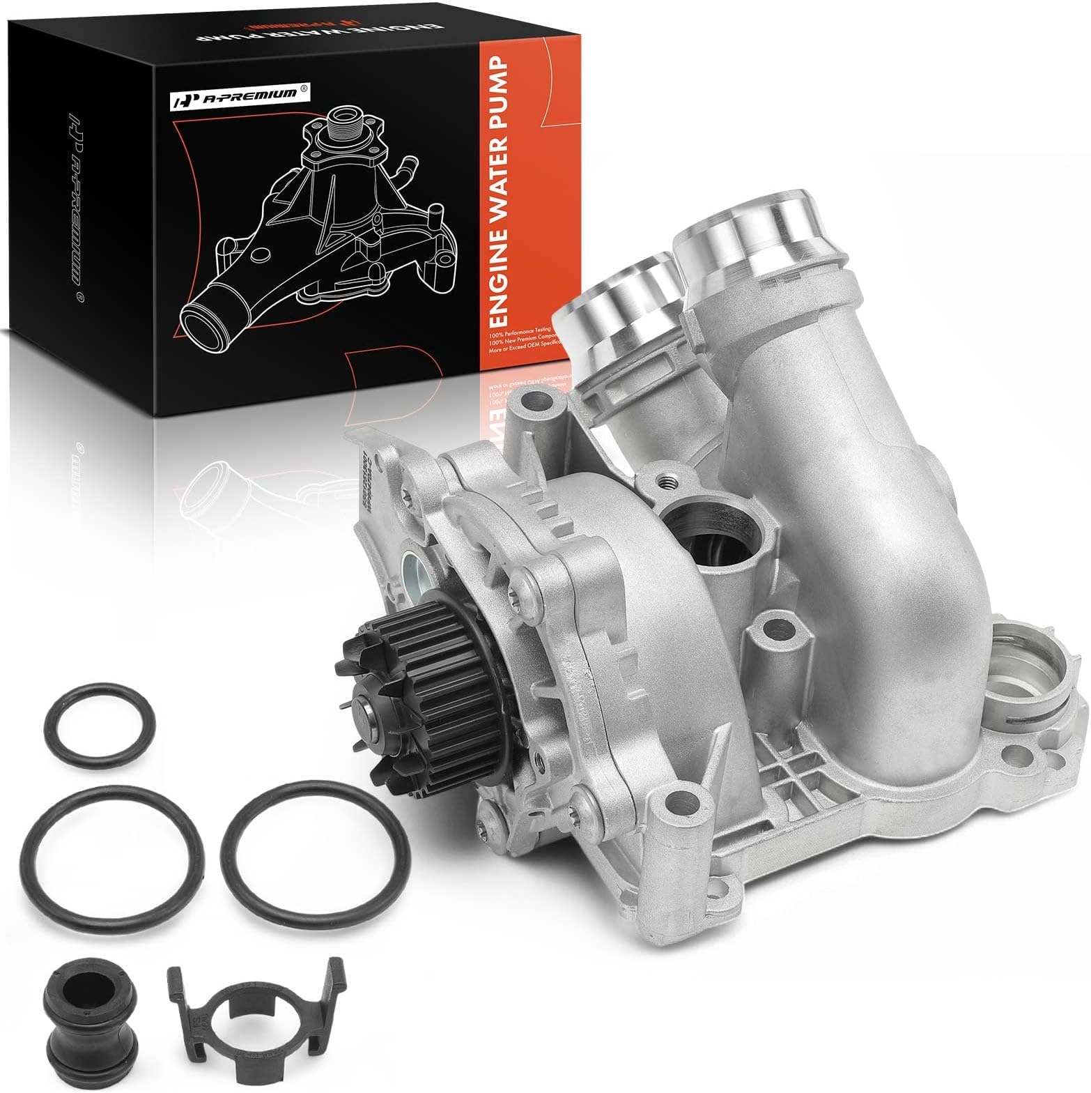 A-Premium Engine Water Pump with Gasket and O-ring Compatible with Volkswagen Jetta 2008-2010 2012-2014, Passat 2008-2010, Tiguan 2009-2018, Beetle, CC, Eos, GTI & Audi A4, Q5, A3, A5, A6, Q3, TT