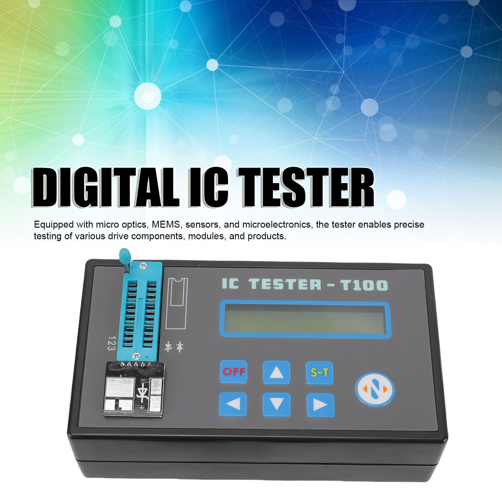 Sharainn Tester per Circuiti Integrati, Misuratore di Transistor IC a Diodo Triodo Multifunzionale a LED con 2 Terminali, Tester per Componenti di Azionamento per la Manutenzione degli
