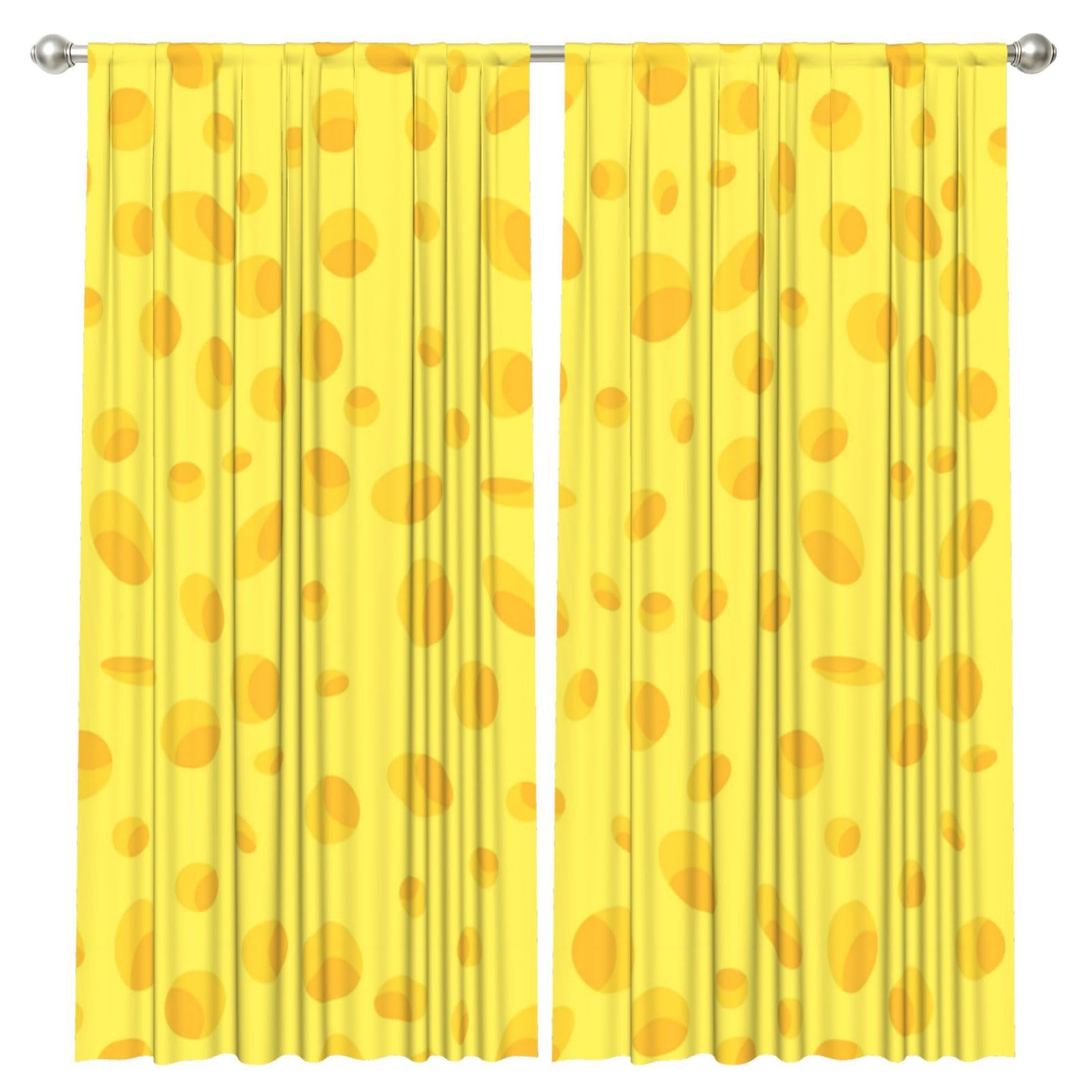 InOmak Yellow Cheese, 2 Panels Window Curtains 52 x 84 Inch Blackout Curtains for Living Room Bedroom