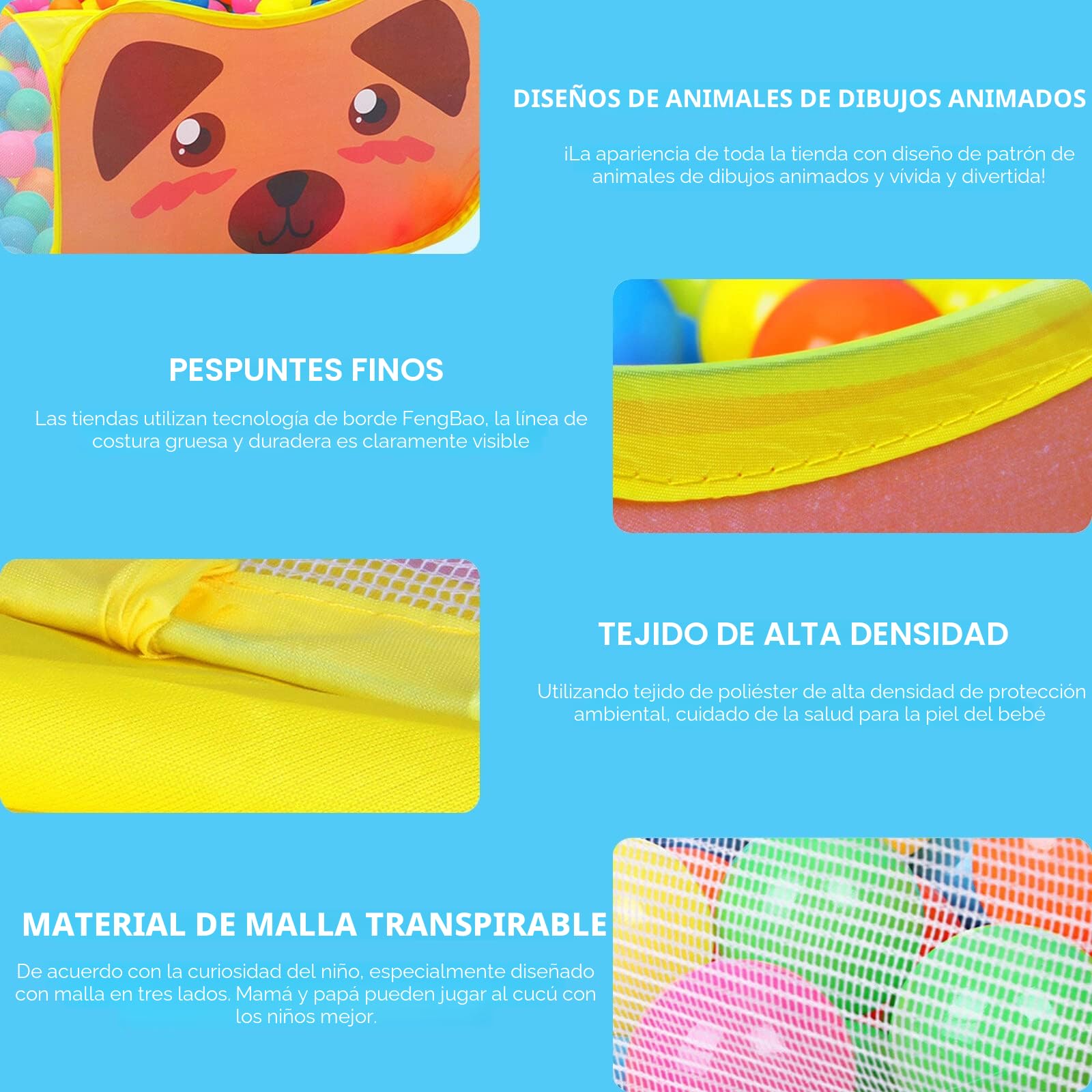 Tienda Campaña Infantil, Piscina de Bolas Ruspela Niños Pop Up Plegable Carpa de Carpa de Juegos de Dibujos Animados Piscina con aro de Baloncesto (no Incluye Pelotas)