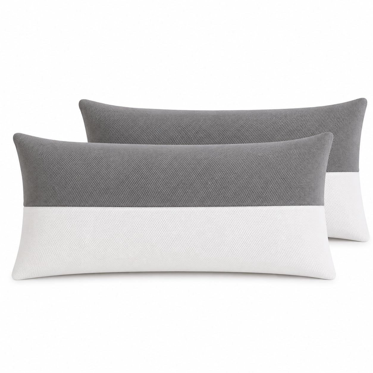 Hollow Fiber Sleeping King Size Pillow for Bed | Adjustable Height with Zip | Breathable Mesh Fabric, Back and Neck Support Pillow for Reading, Grey & White, 36 x 20 Inch, Set of 2-image-36