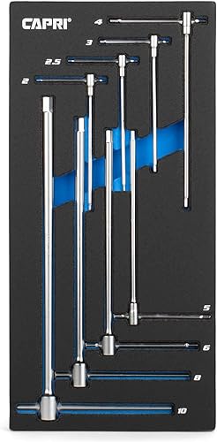 Capri Tools Juego de llaves hexagonales deslizantes con mango en T con bandeja de mecánico, 8 piezas (CP13080MT)