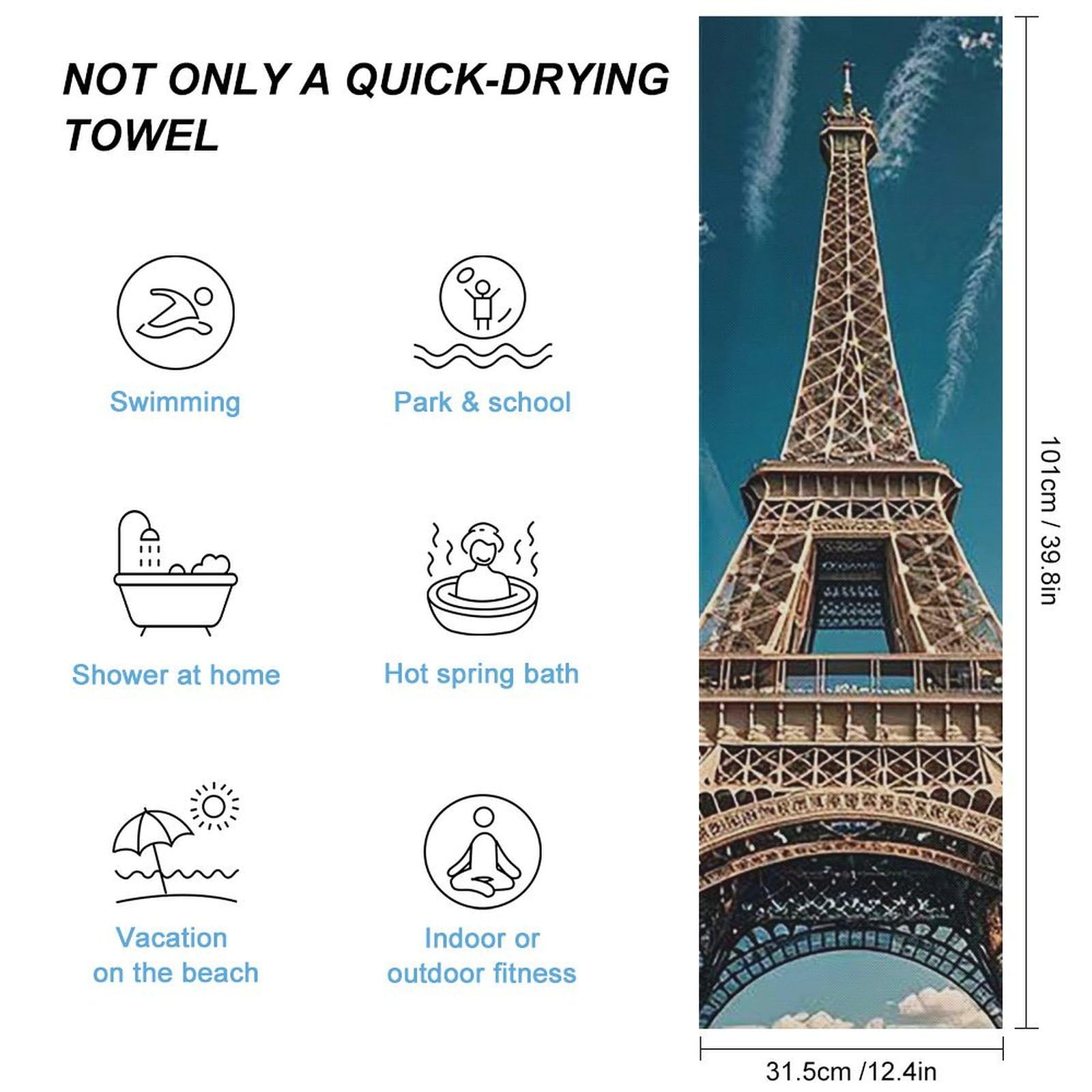 FHESDCW The Towering Iron Tower Towel Quick Dry Ice Towels for Hot Weather Breathable Camping Towels Sweat Super Absorbent Bathroom Towel for Gym Yoga Pilates Exercise