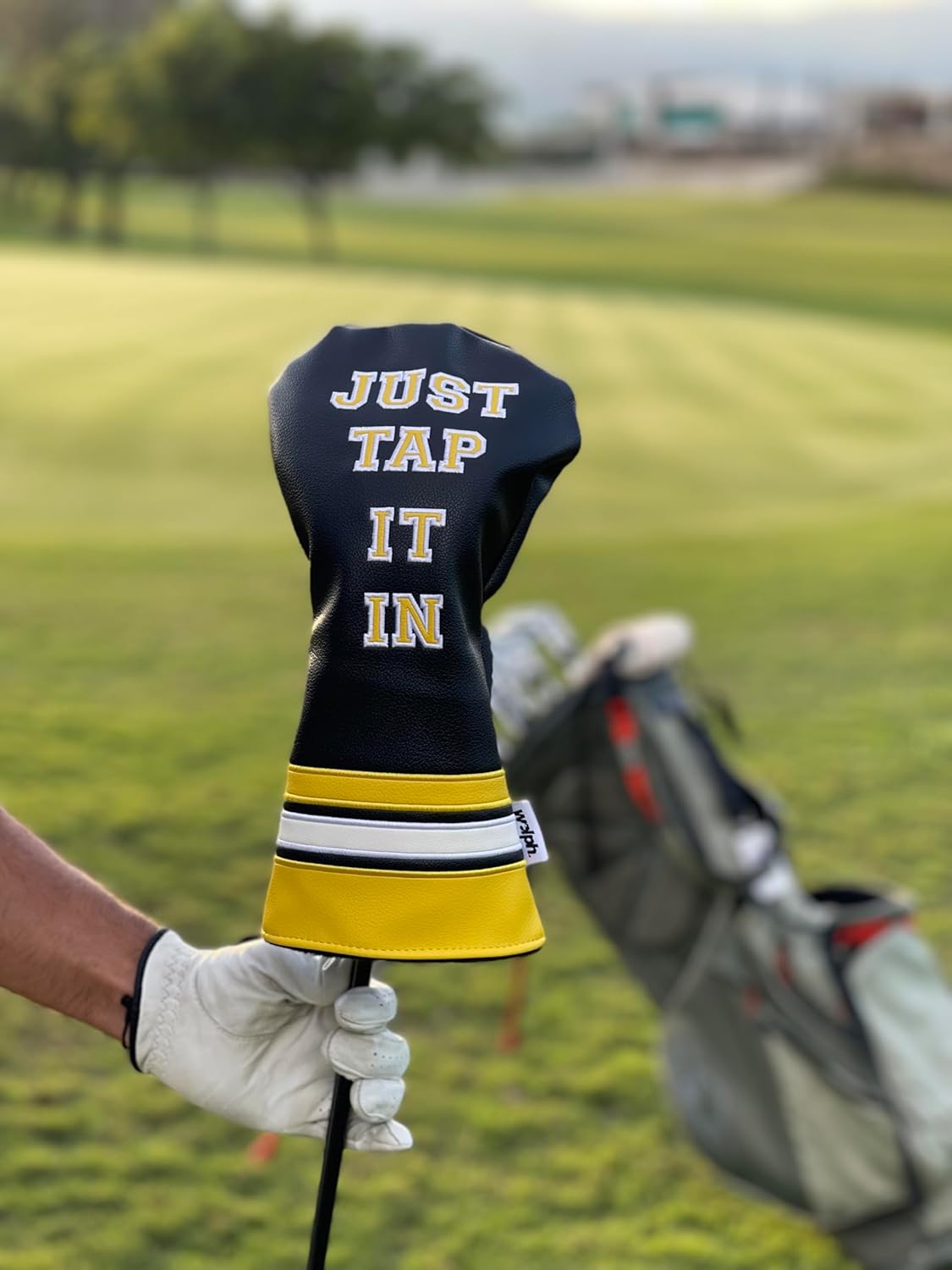 Wolph Happy Gilmore Golf Club Covers - Funny 'Just Tap It in' Driver Headcover - Premium Leather - Personalized Golf Club Covers - Golf Accessories for Men and Women, Fits Any Size.