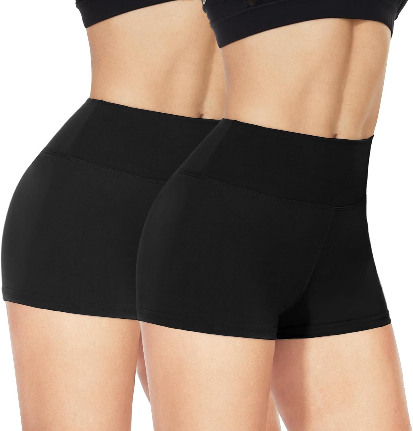 NexiEpoch 2 Pack Workout Shorts Womens – 3″ /5″/8″ Booty Volleyball High Waisted Black Spandex Biker Shorts for Yoga Dance