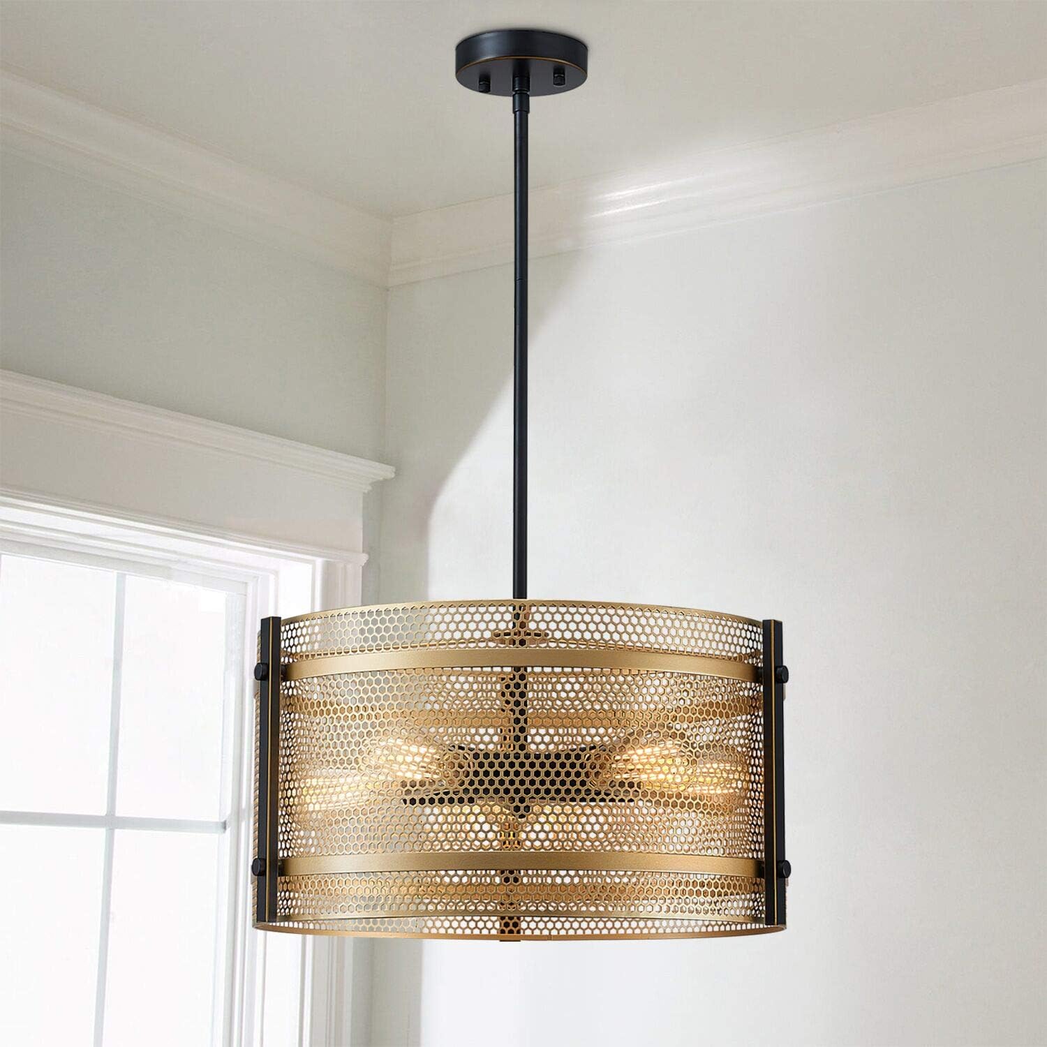 Saint Mossi 5-Light Modern Farmhouse Chandelier Light Fixture,Modern Pendant Light Gold Pendant Light Fixture Gold Chandelier for Dining Room,Living Room,Bedroom,H10" x D20",Rods Adjustable