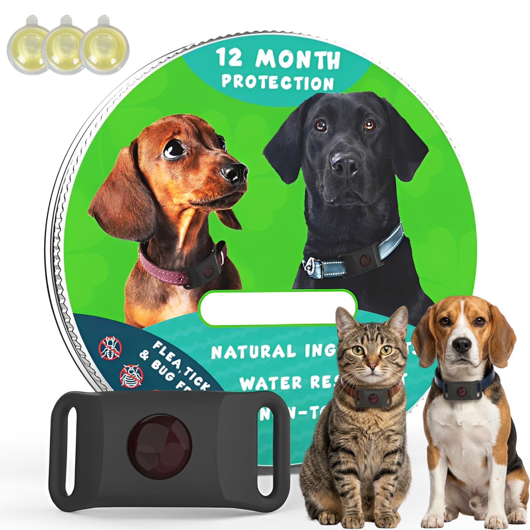 PawFectHaven Flea and Tick Pendant - 2026 New Natural Pet Anti-Parasite Collar Tag with 3 Replaceable Capsules, Long-Lasting Daily Protection, Lightweight Comfort Design for Dogs & Cats