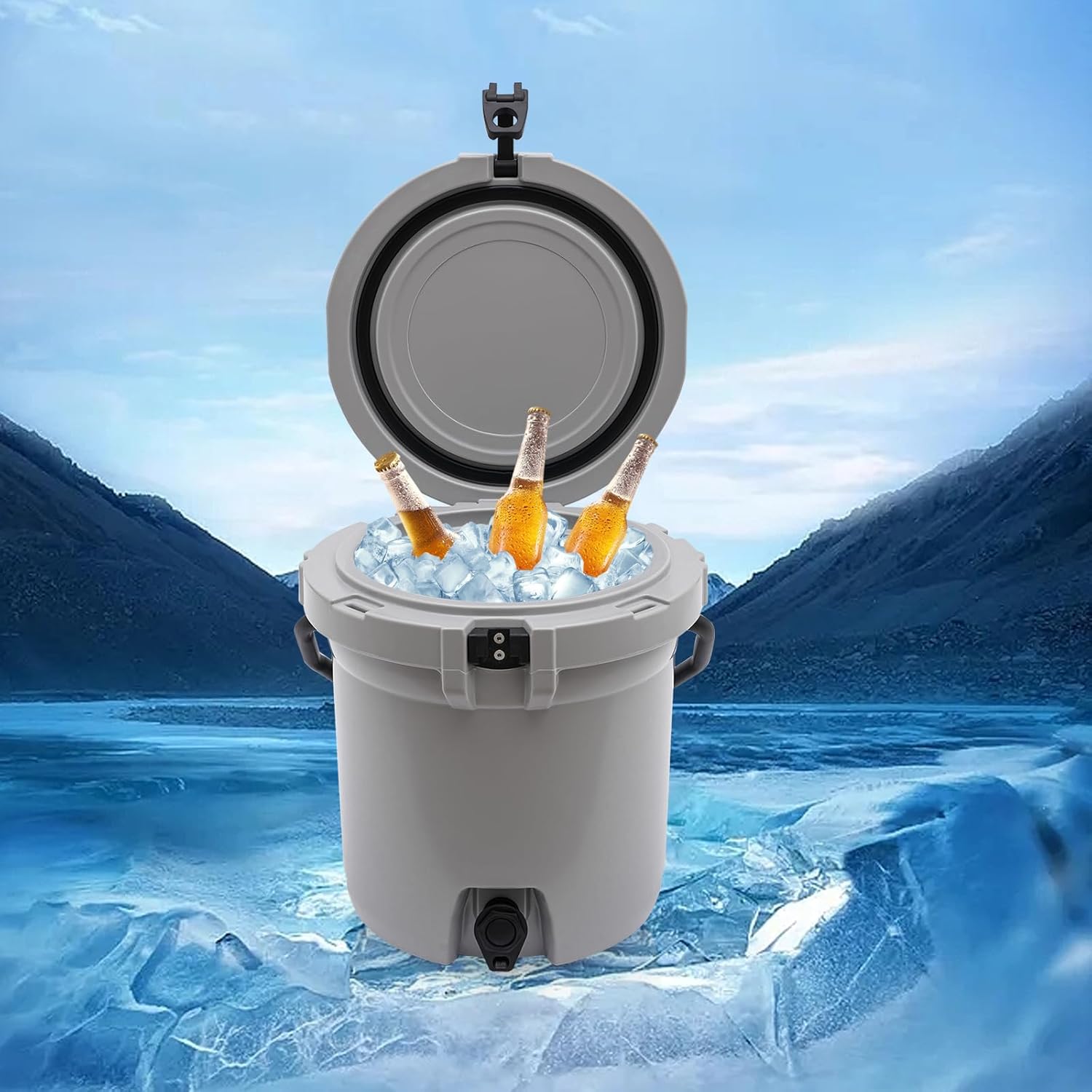 5 Gallon Rotomolded Beverage Cooler - Insulated Sport Jug with High Ice Retention, UV-Protected Spigot, Stainless Steel Bottle Opener, Latch and Seat Lid, Perfect for Sports, Camping, and Events