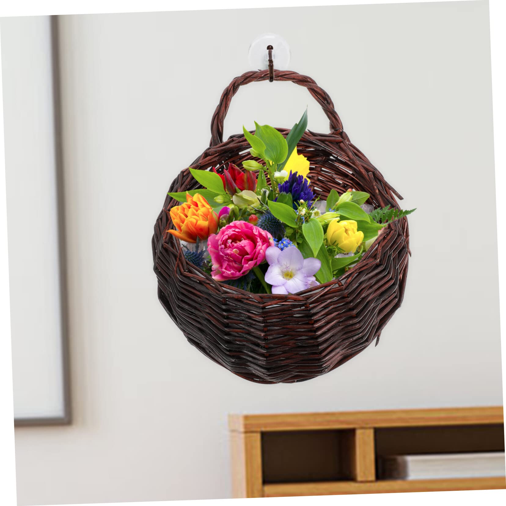 Cabilock 4stücke Hängender Blumenkorb Aus Geflochtenem Rattan Für Wanddekoration Für Pflanzen Blumen Vielseitig Einsetzbar Als Aufbewahrungskorb Oder Deko-Element Für Zuhause Garten
